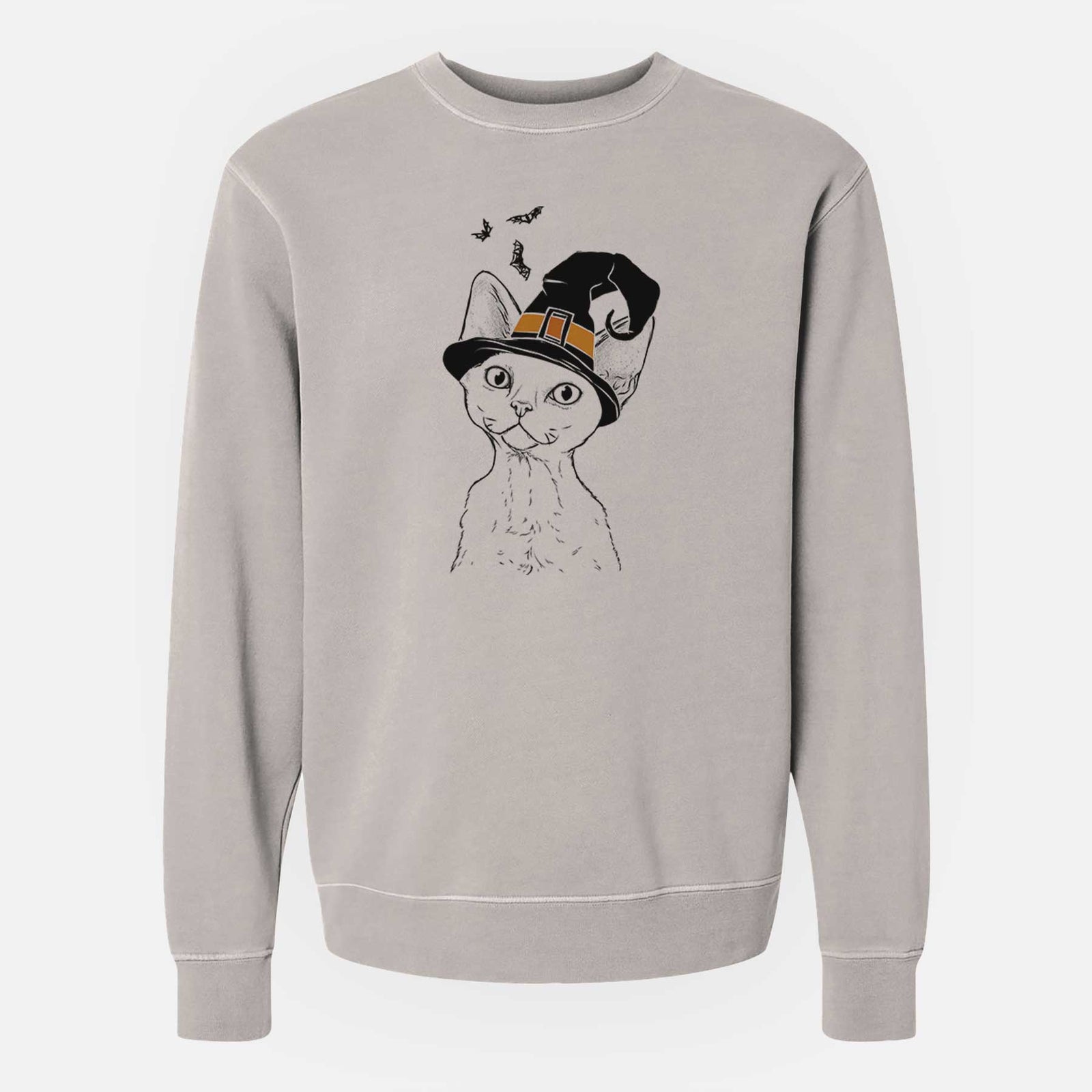 Witch Ripley the Devon Rex Cat - Unisex Pigment Dyed Crew Sweatshirt
