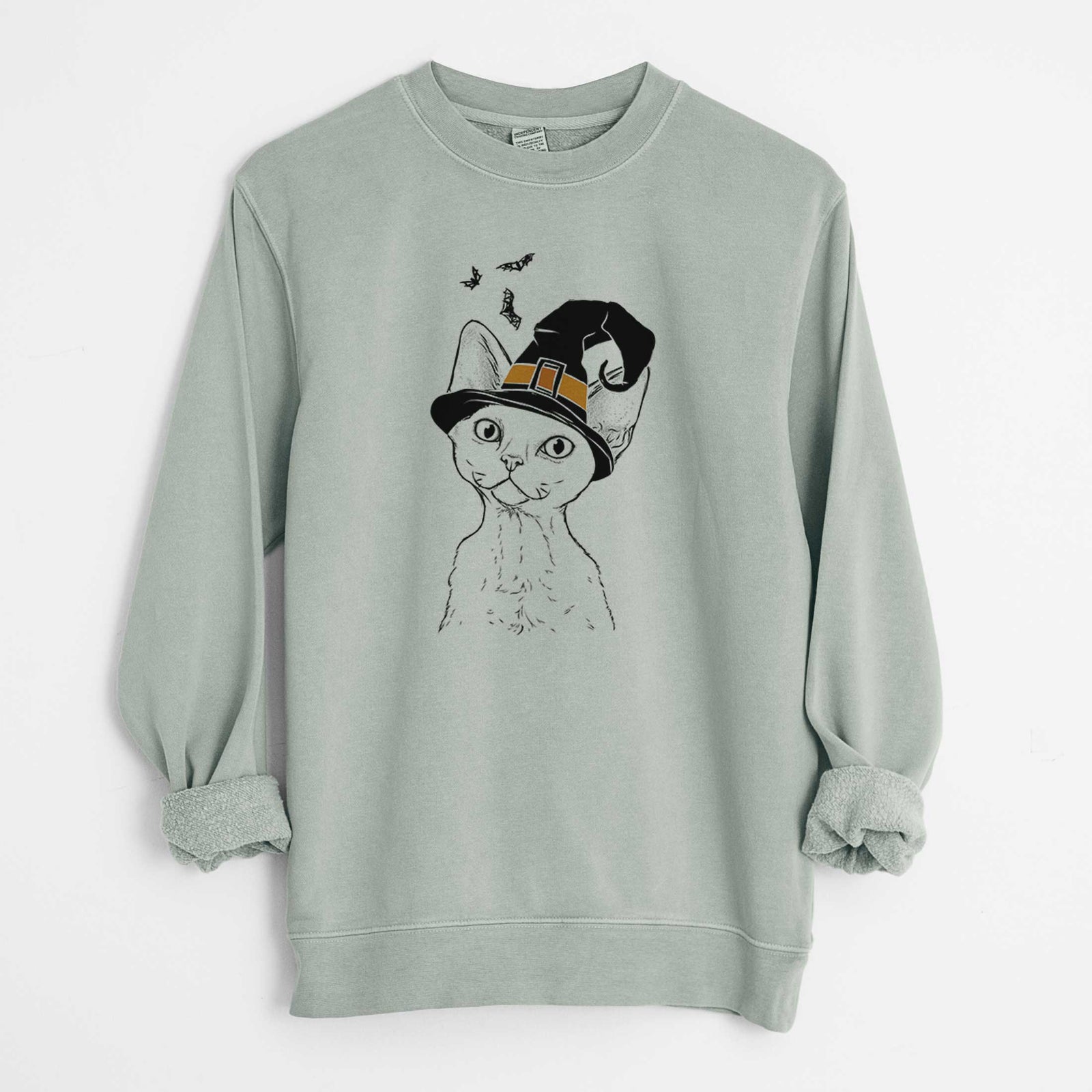 Witch Ripley the Devon Rex Cat - Unisex Pigment Dyed Crew Sweatshirt