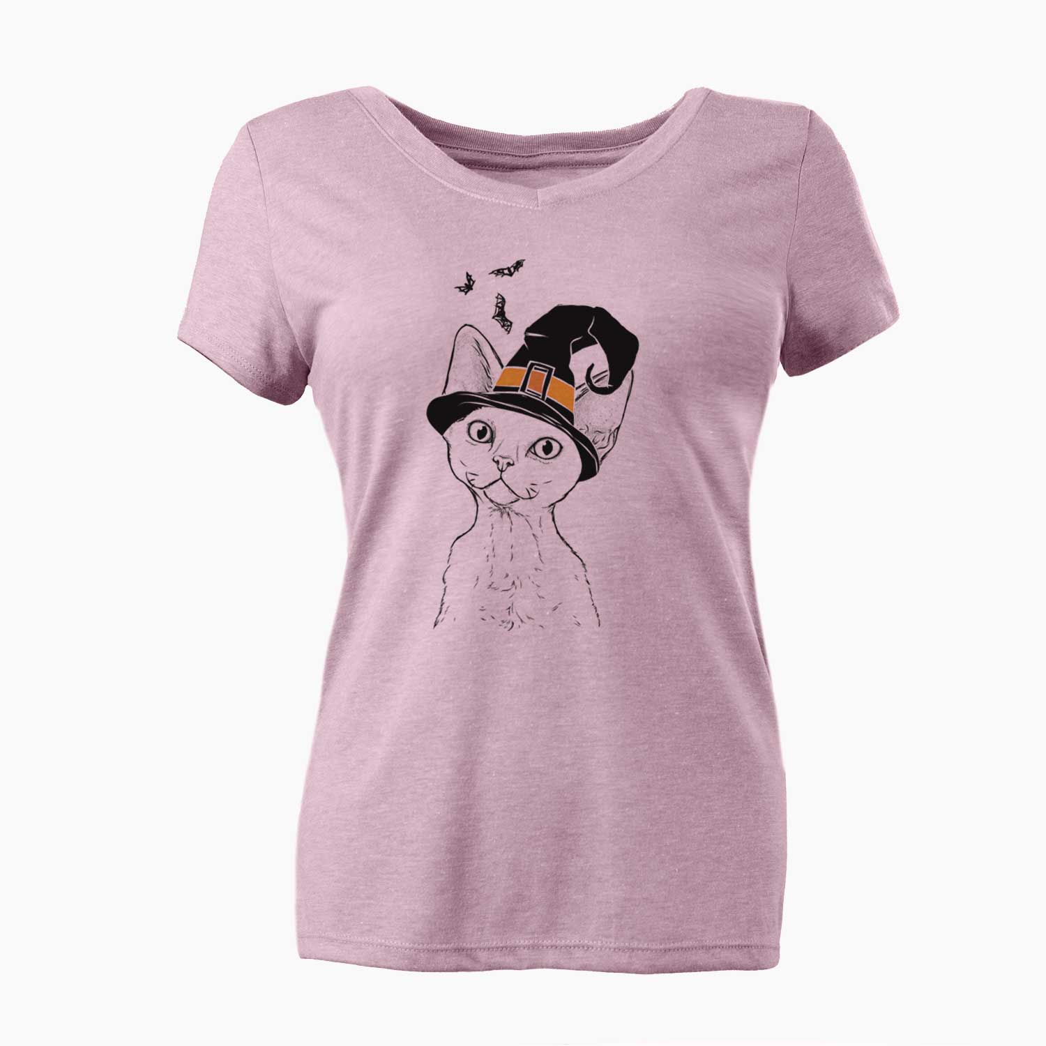 Witch Ripley the Devon Rex Cat - Women's V-neck Shirt