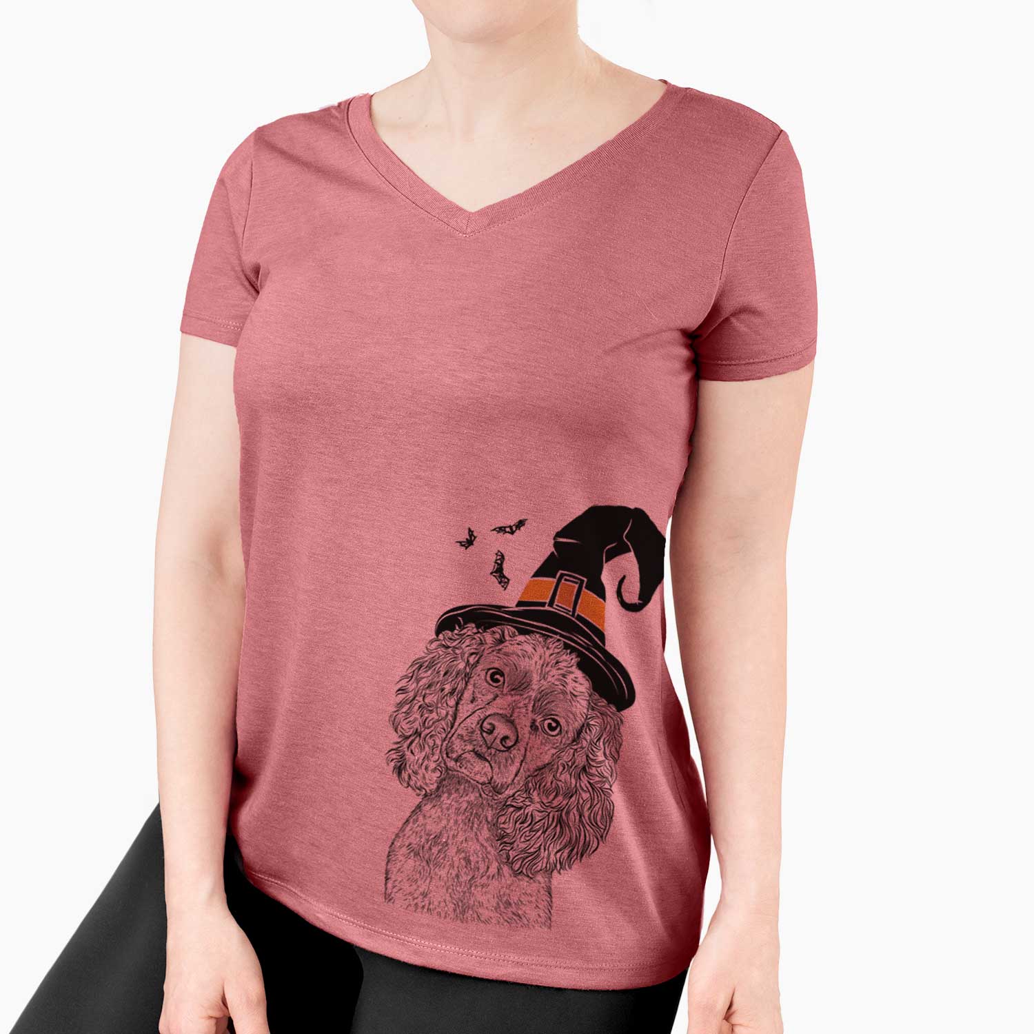 Witch Sadie the Cocker Spaniel - Women's V-neck Shirt