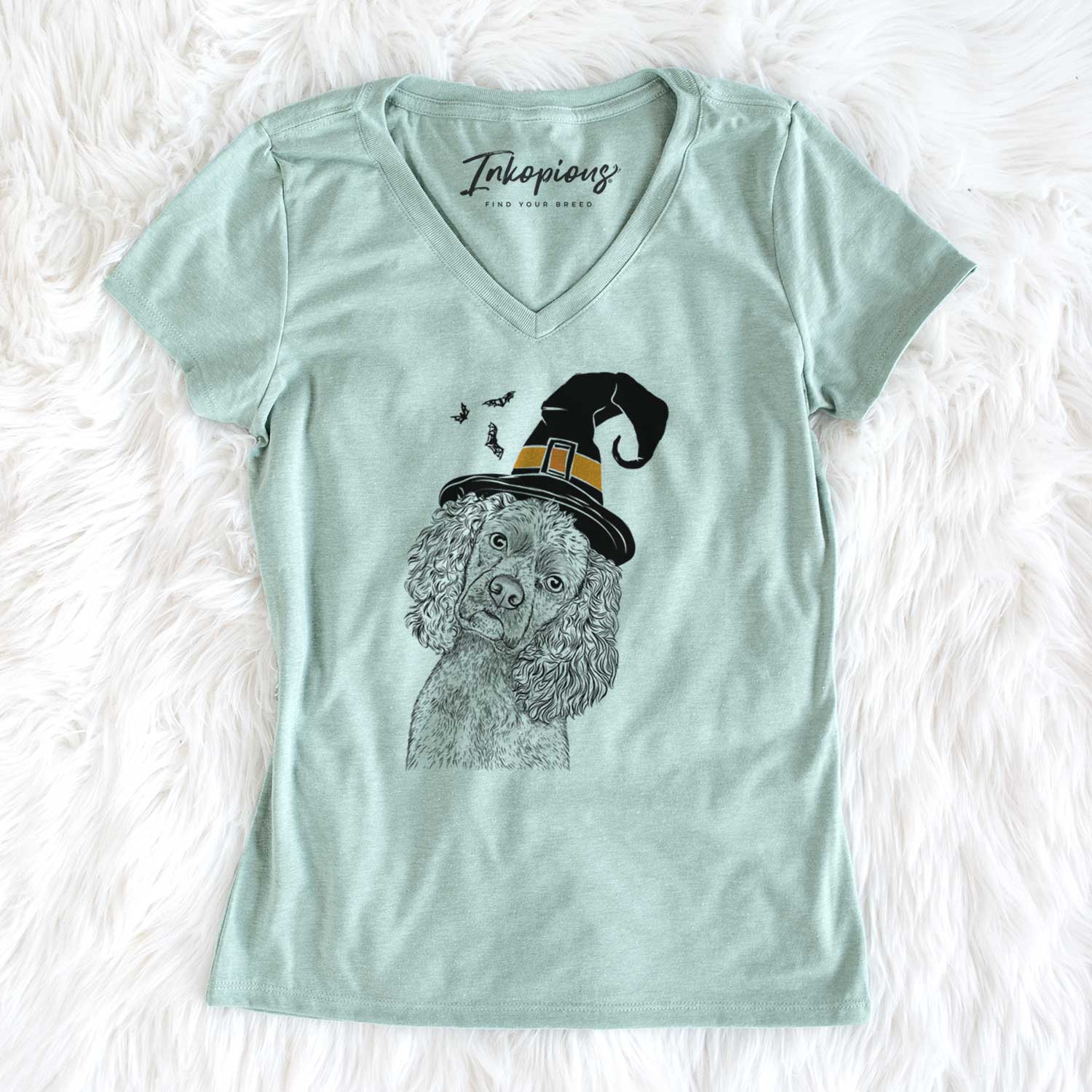 Witch Sadie the Cocker Spaniel - Women's V-neck Shirt