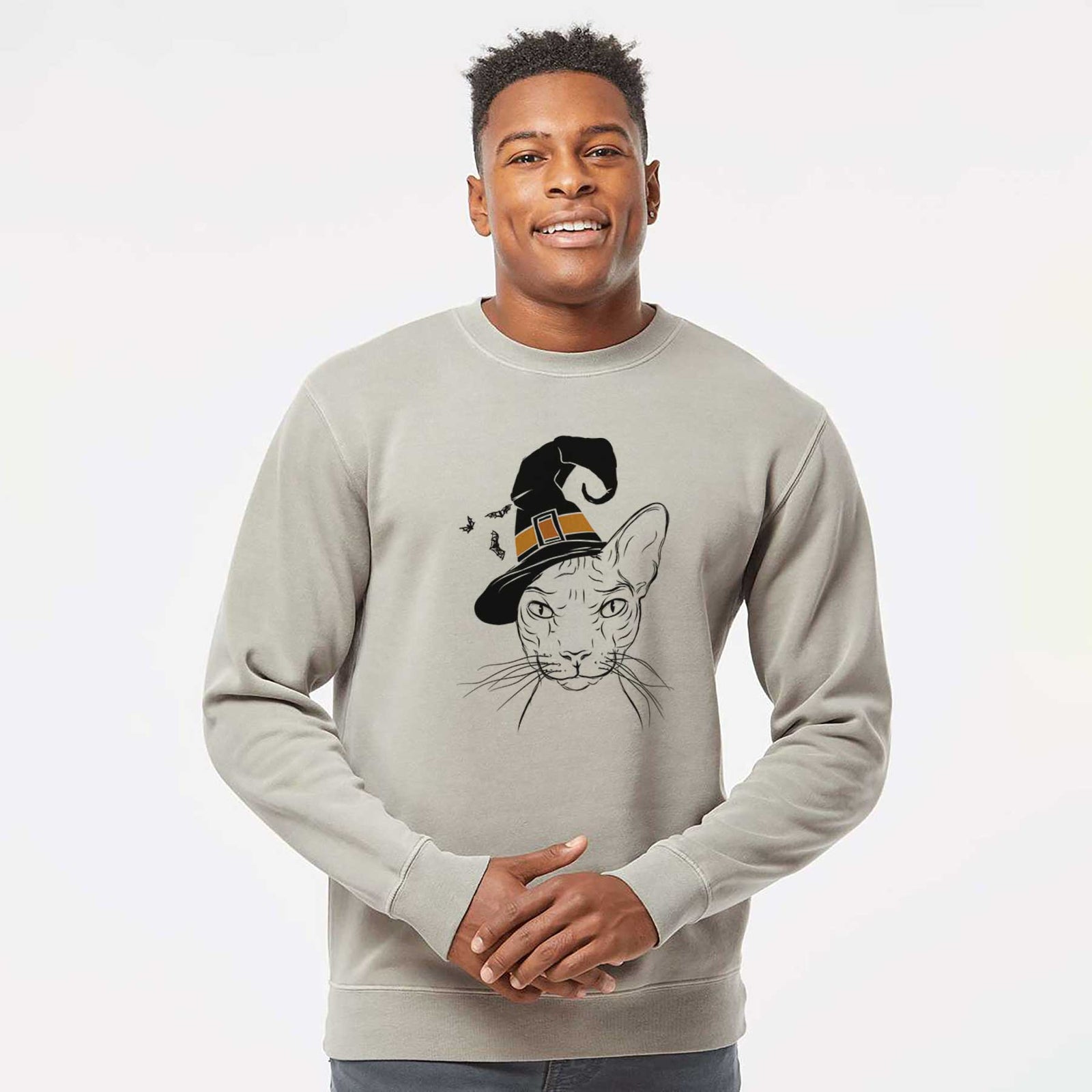 Witch Sammy the Spinx Cat - Unisex Pigment Dyed Crew Sweatshirt