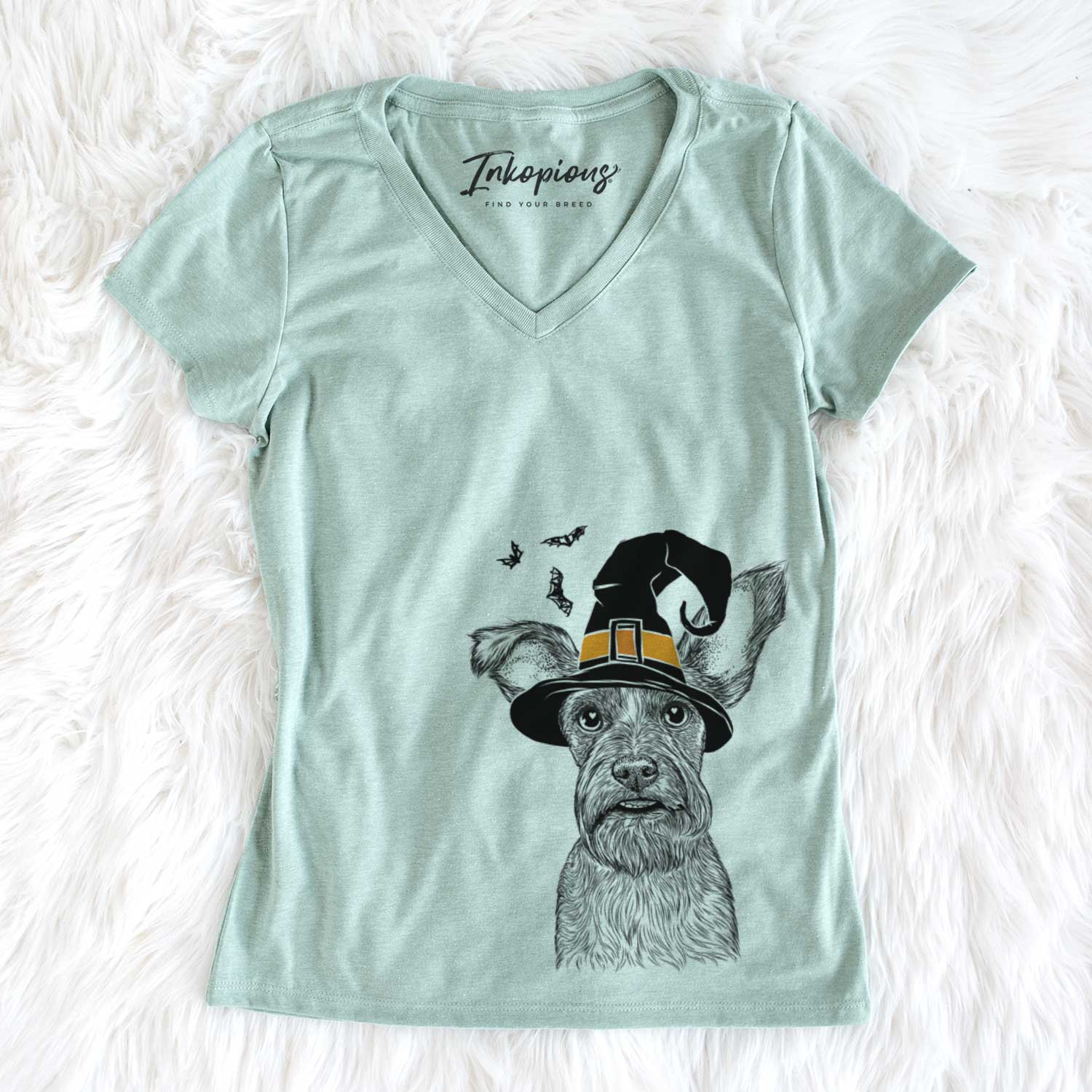 Witch Sawyer the Snorkie - Women's V-neck Shirt