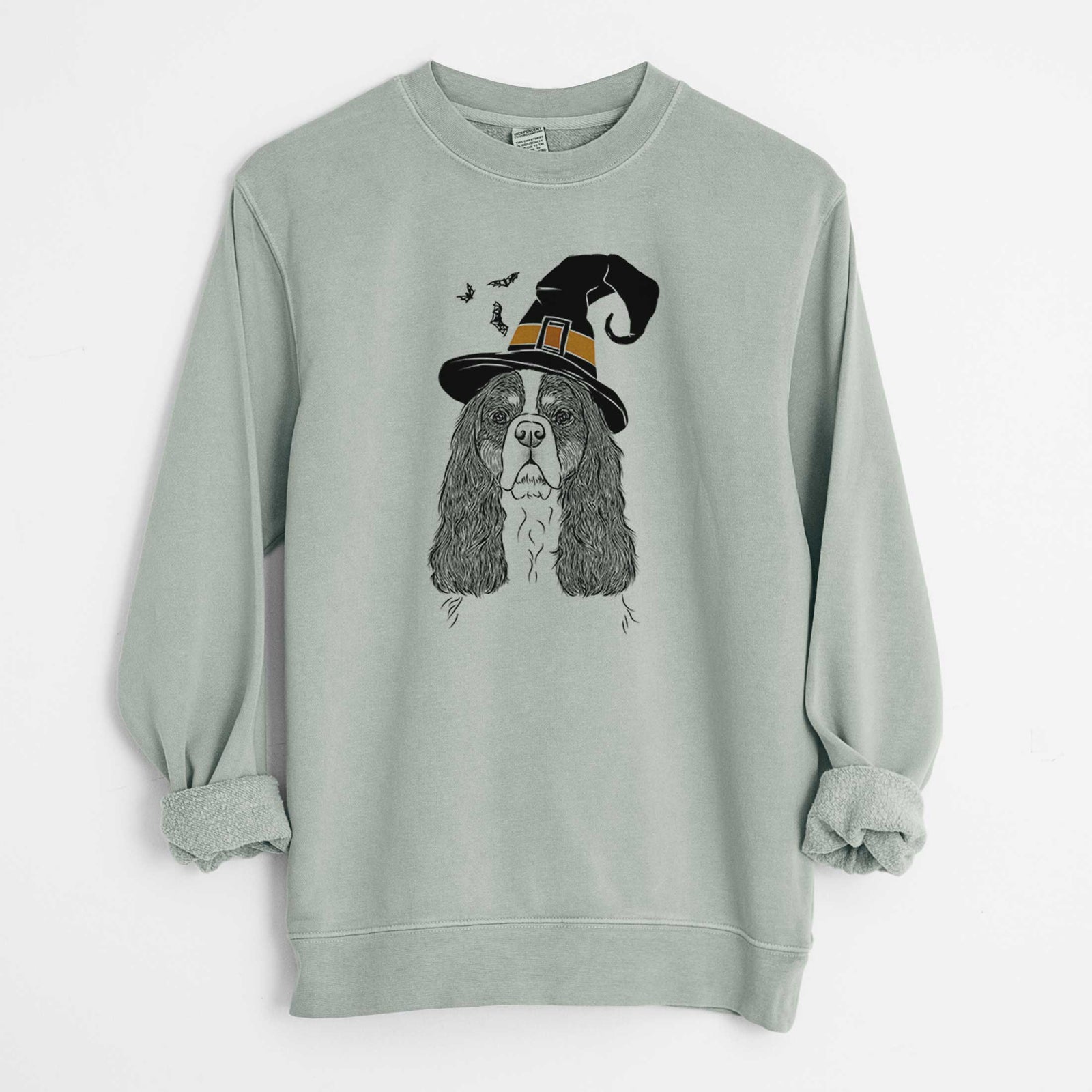 Witch Sebastian the Cavalier King Charles Spaniel - Unisex Pigment Dyed Crew Sweatshirt