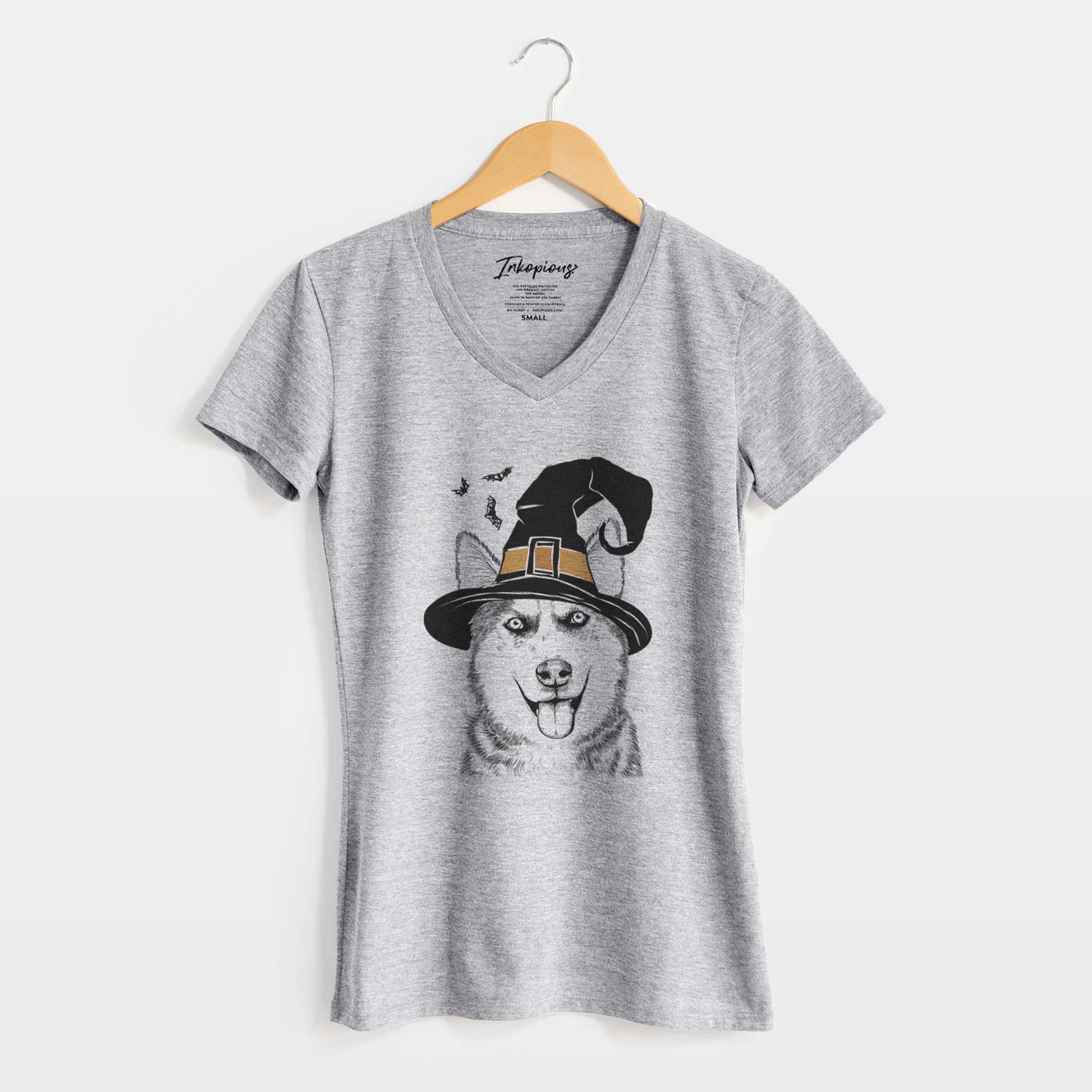 Witch Sesi the Siberian Husky - Women's V-neck Shirt