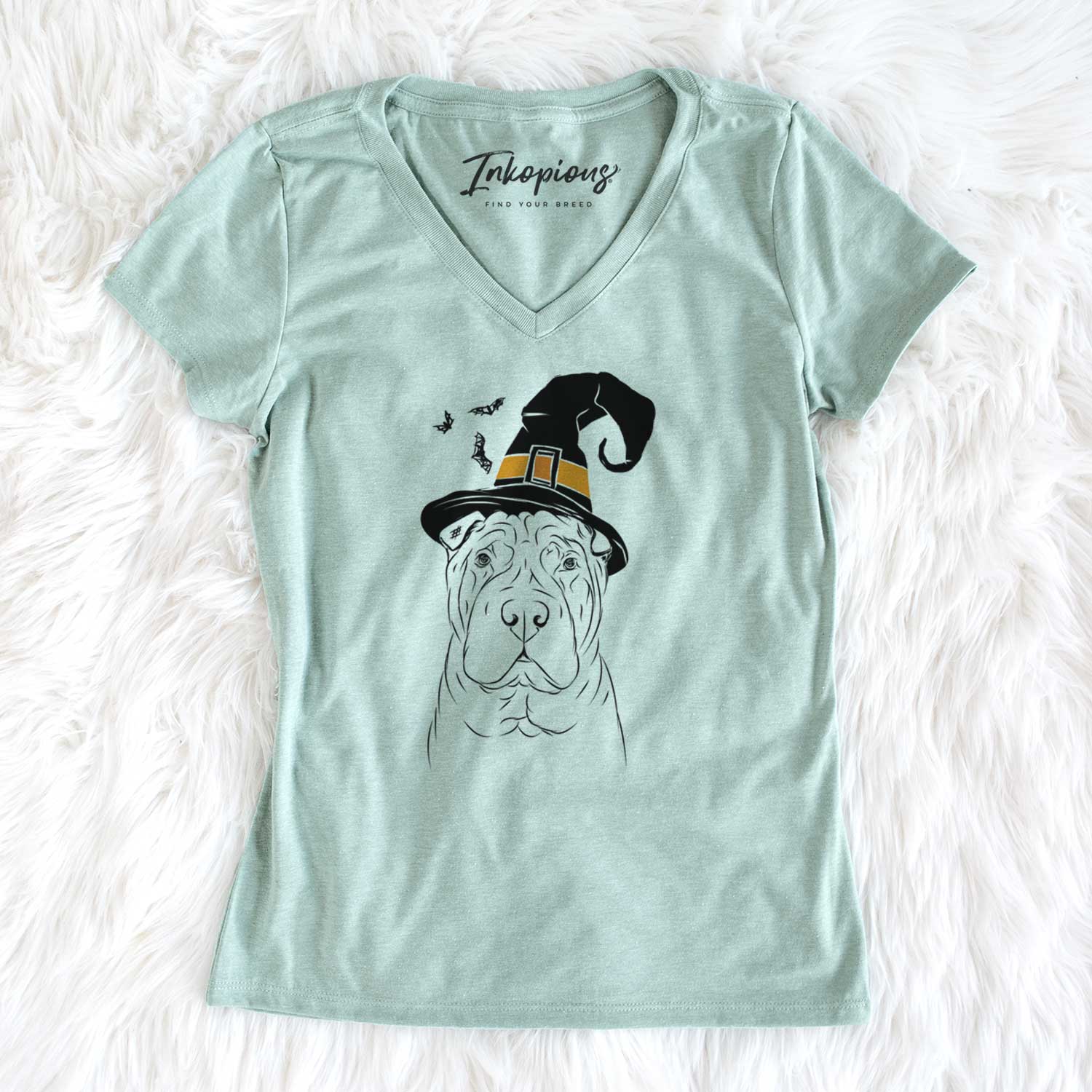 Witch Sharpy the Shar Pei - Women's V-neck Shirt