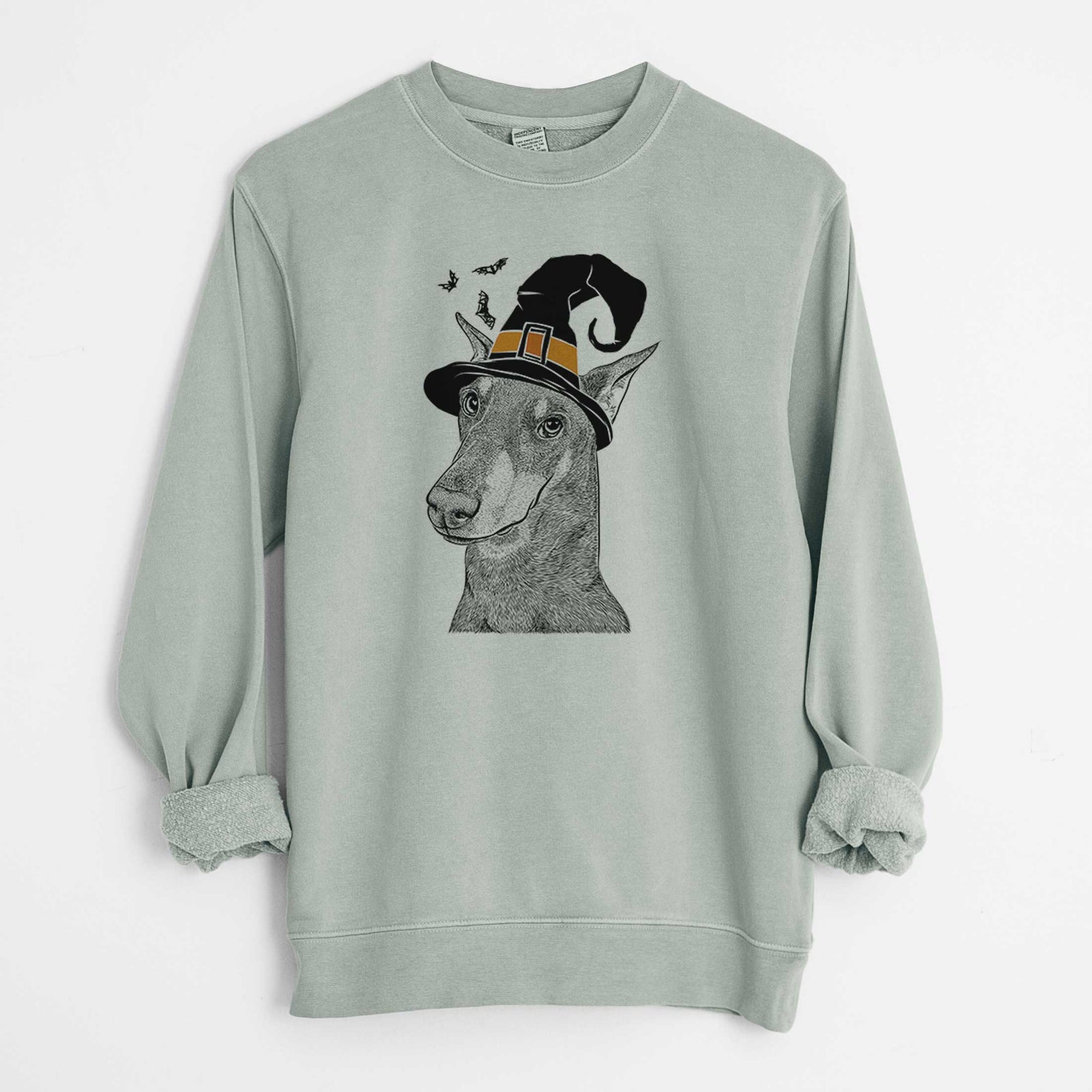 Witch Shelby the Doberman Pinscher - Unisex Pigment Dyed Crew Sweatshirt