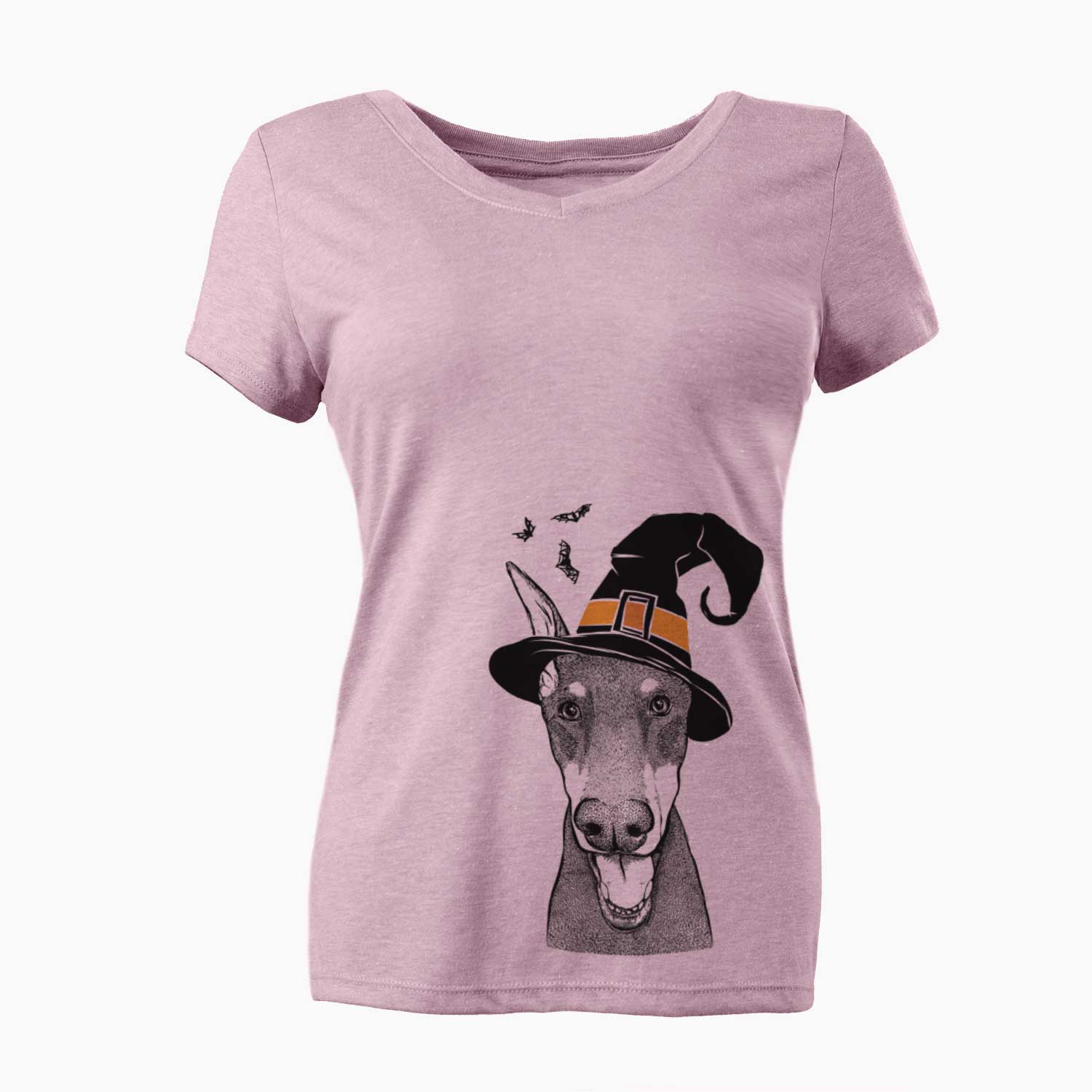 Witch Sir Duke the Doberman Pinscher - Women's V-neck Shirt