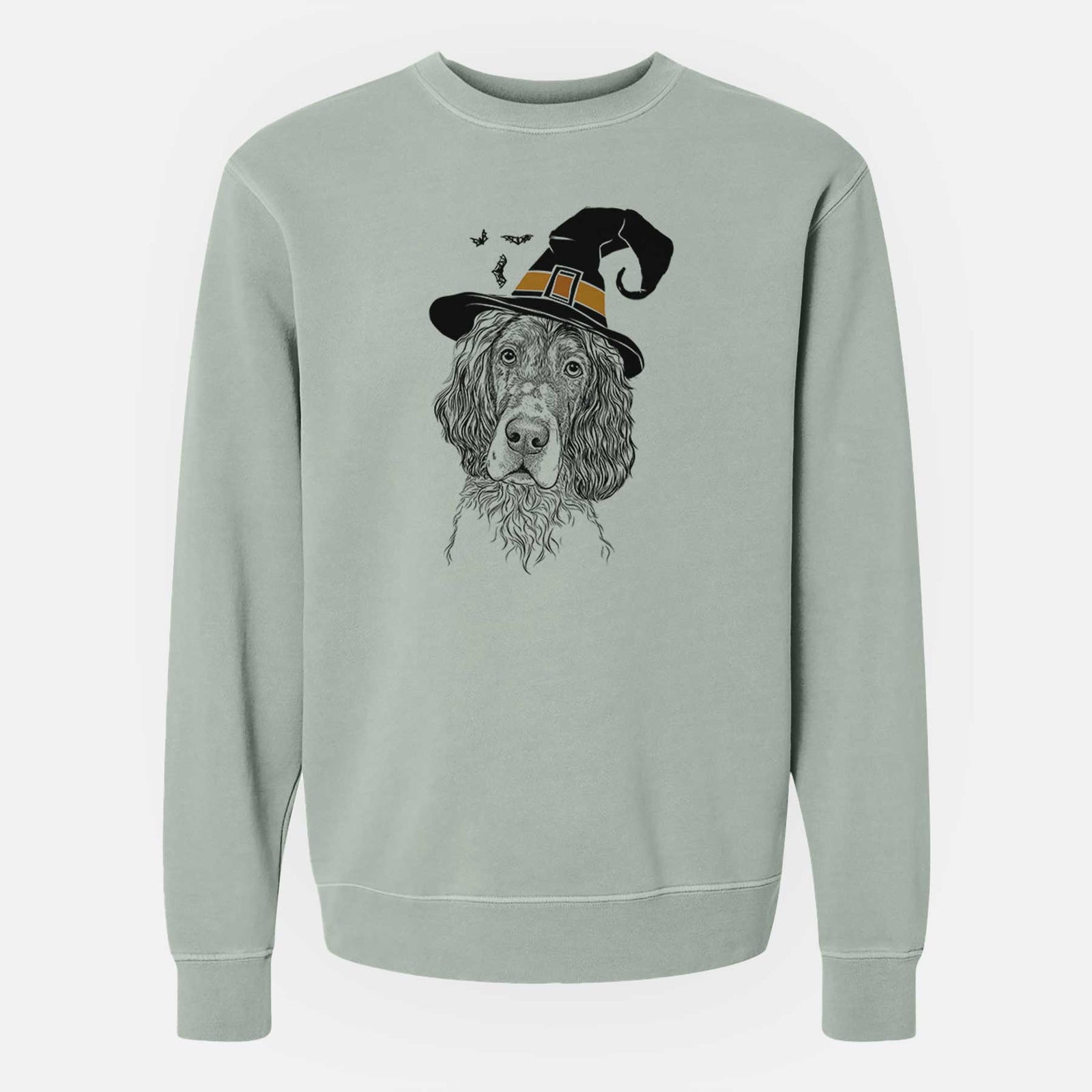 Witch Sir Rexford the Blue Belton English Setter - Unisex Pigment Dyed Crew Sweatshirt