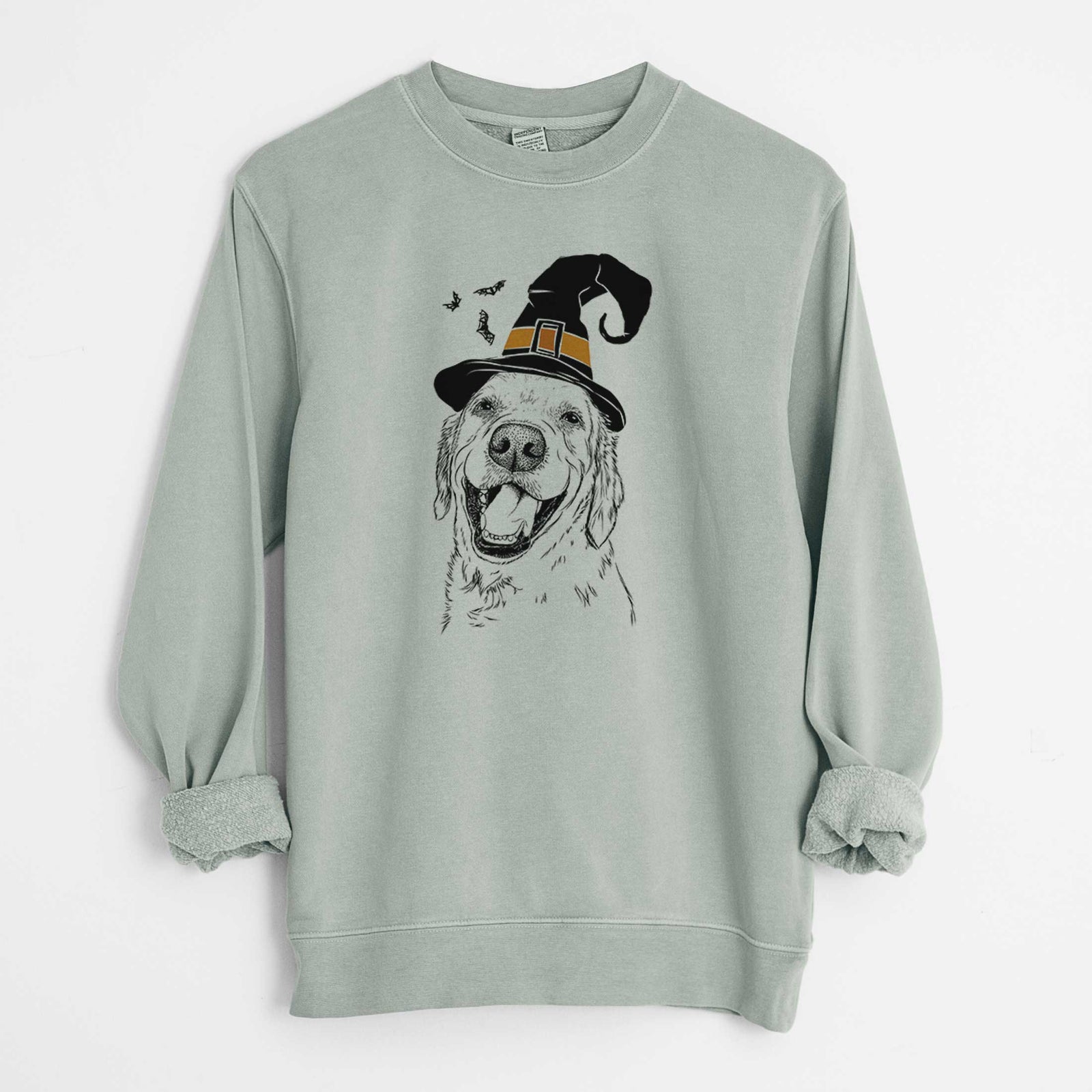 Witch Spanky the Golden Retriever - Unisex Pigment Dyed Crew Sweatshirt