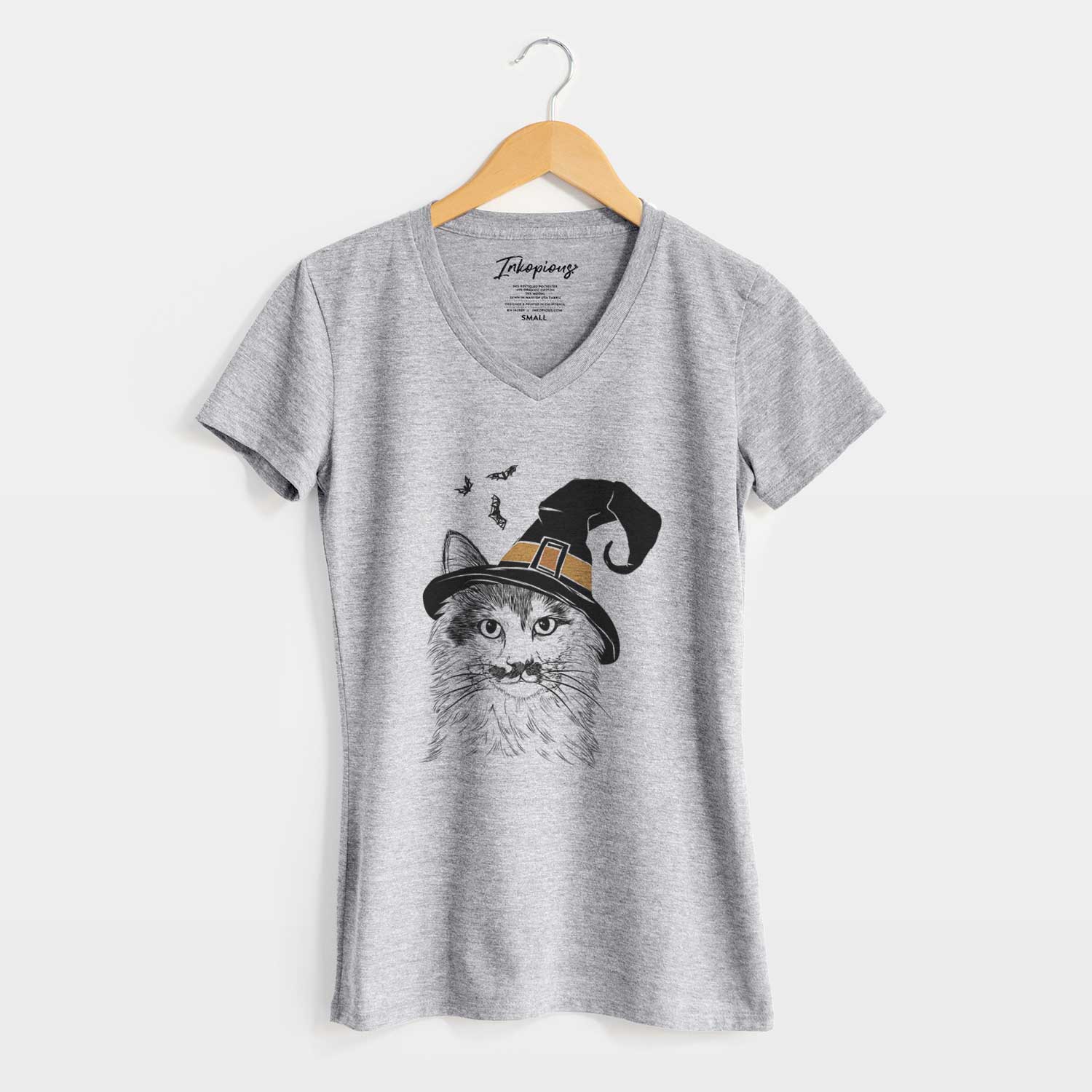 Witch Stache the Longhaired Mustard Cat - Women's V-neck Shirt