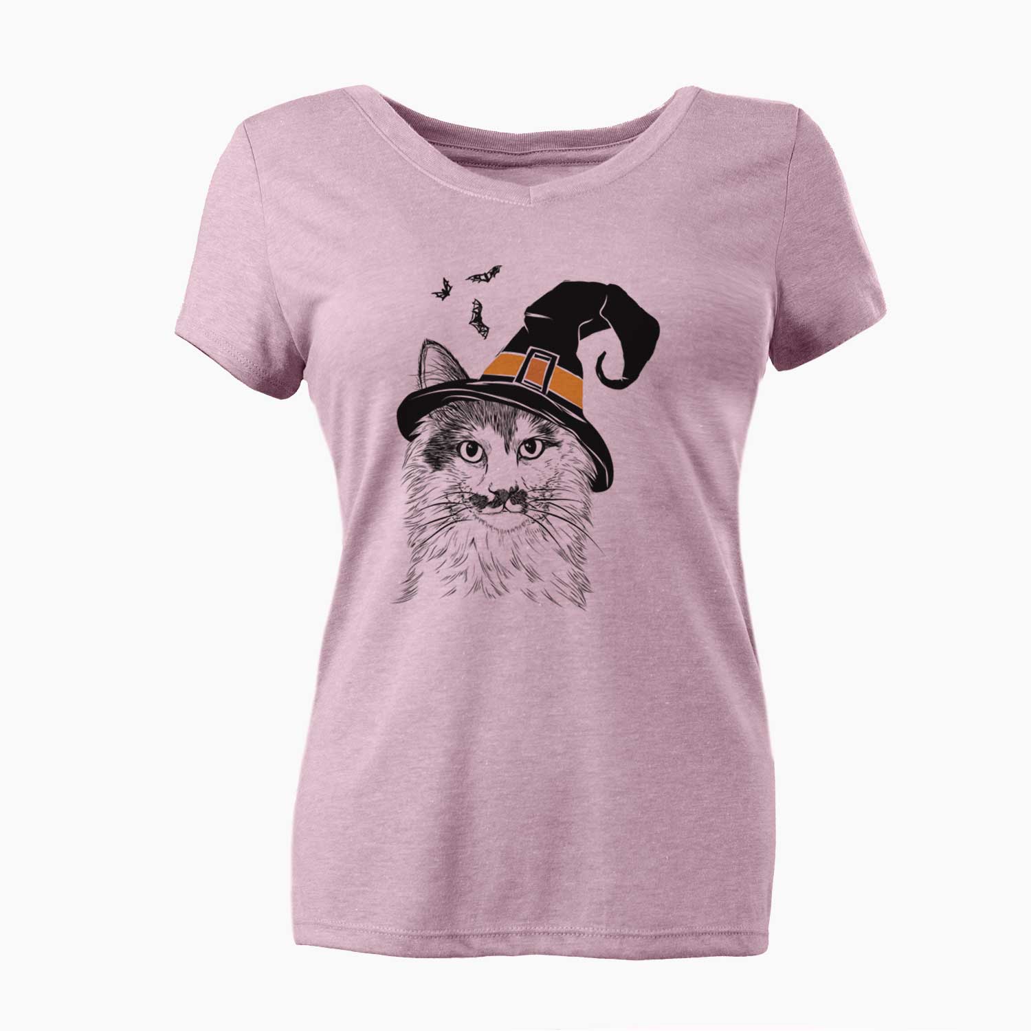 Witch Stache the Longhaired Mustard Cat - Women's V-neck Shirt