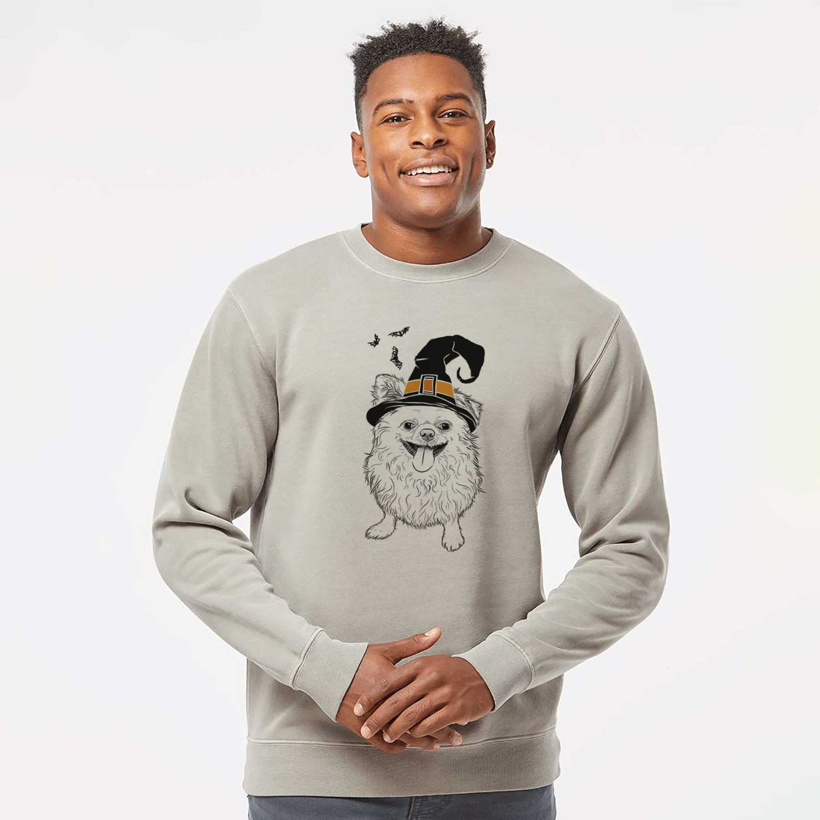 Witch Stuart the Longhaired Chihuahua - Unisex Pigment Dyed Crew Sweatshirt