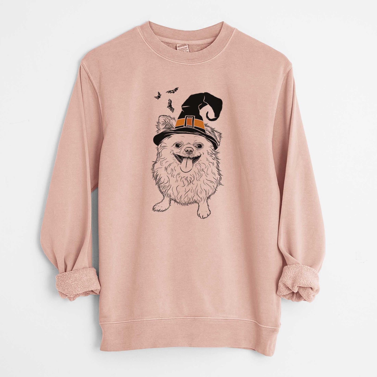 Witch Stuart the Longhaired Chihuahua - Unisex Pigment Dyed Crew Sweatshirt