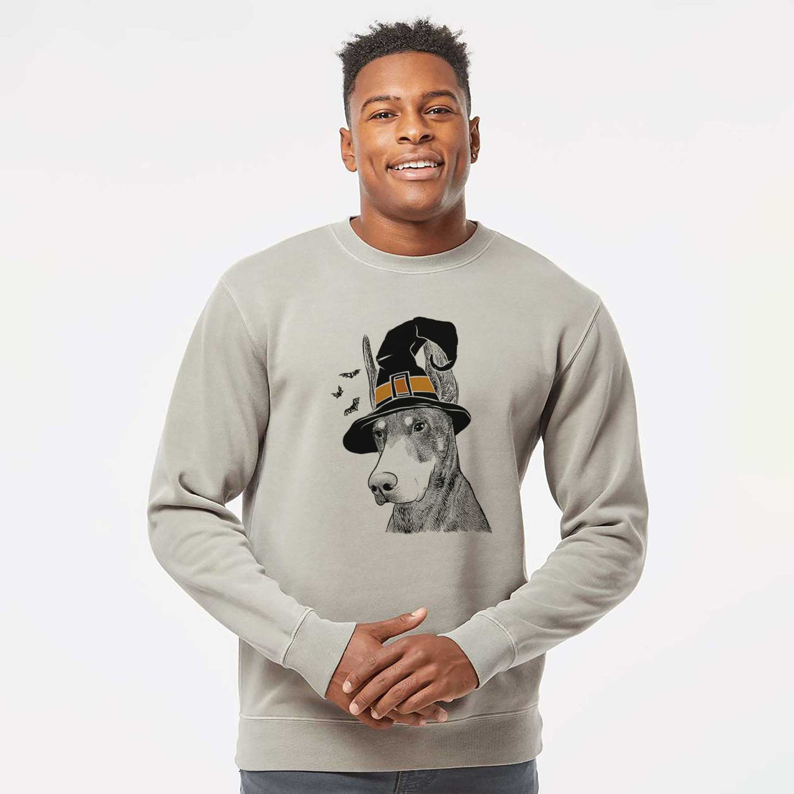 Witch Sunny the Doberman Pinscher - Unisex Pigment Dyed Crew Sweatshirt