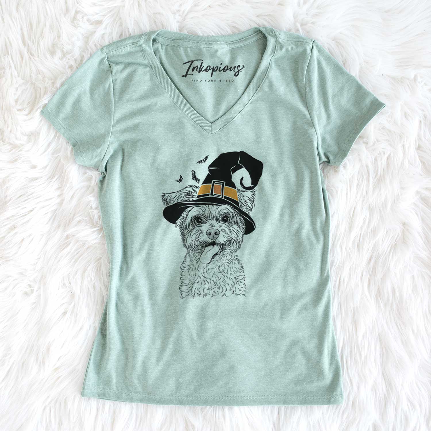 Witch Sweetie the Terrier Mix - Women's V-neck Shirt