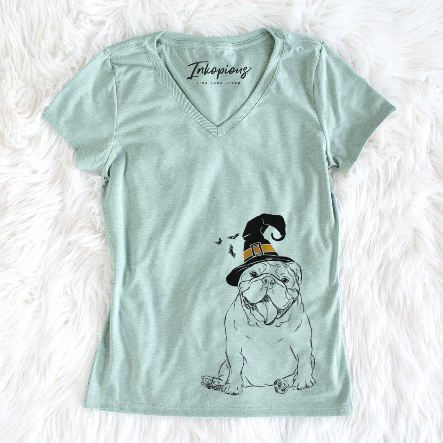 Witch Tank the English Bulldog - Women's V-neck Shirt