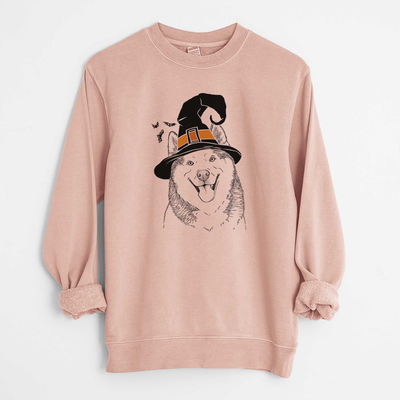 Witch Teak the Siberian Husky - Unisex Pigment Dyed Crew Sweatshirt