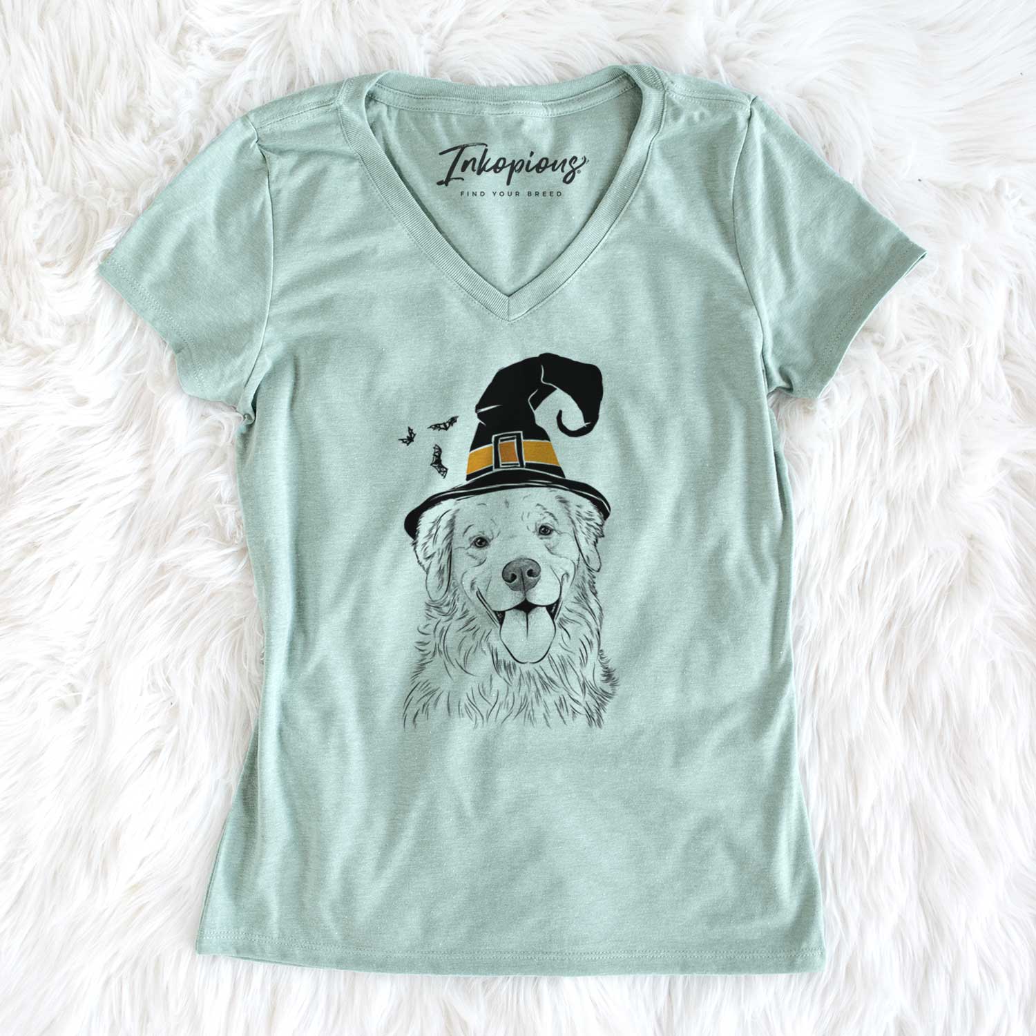 Witch Ticket the Golden Retriever - Women's V-neck Shirt