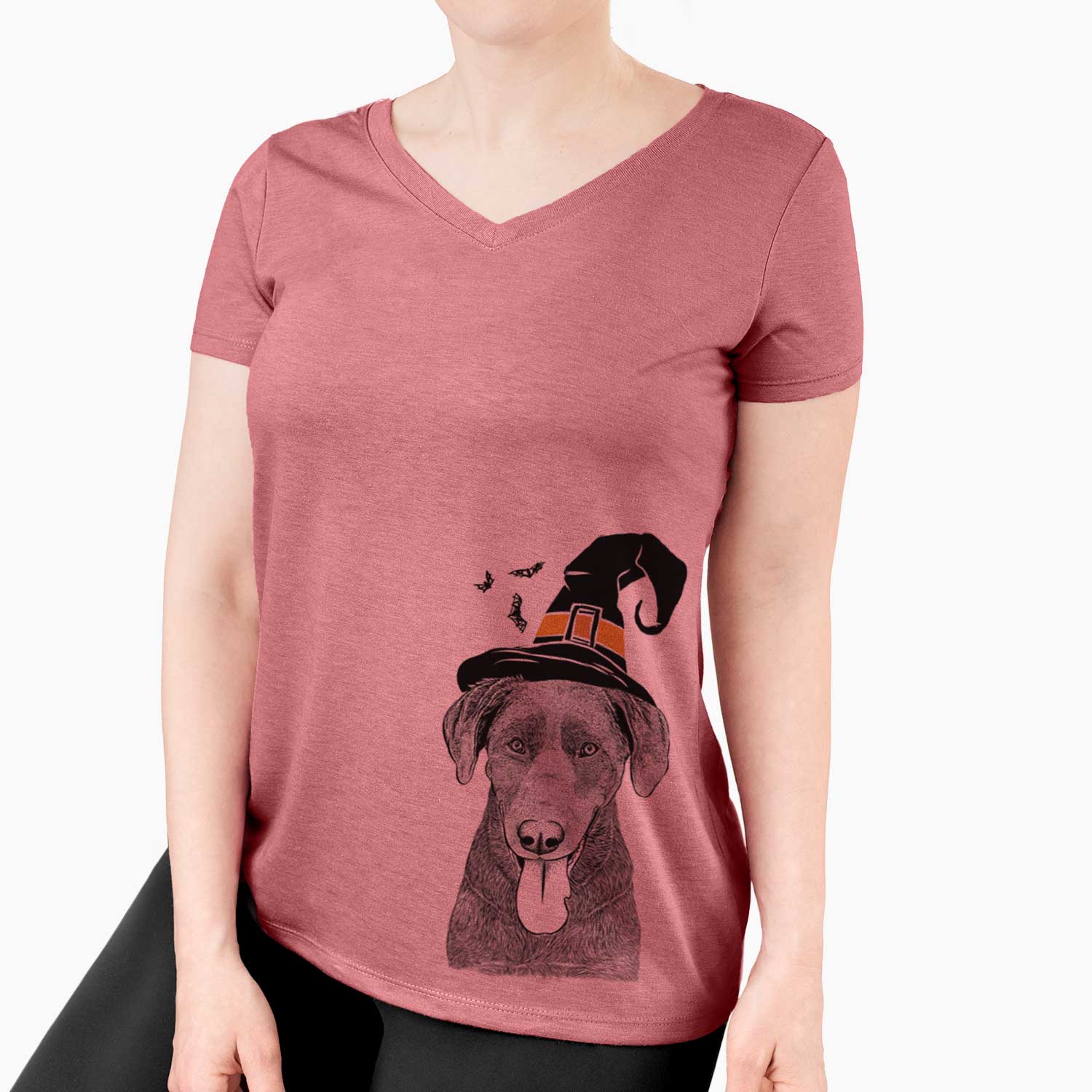 Witch Tobes the Chocolate Lab - Women's V-neck Shirt
