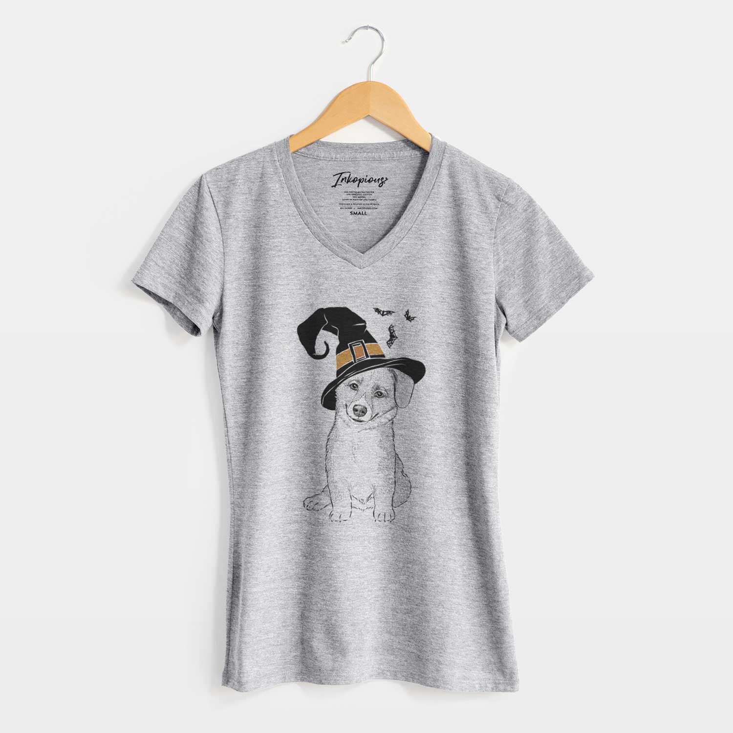 Witch Toby the Corgi Puppy - Women's V-neck Shirt