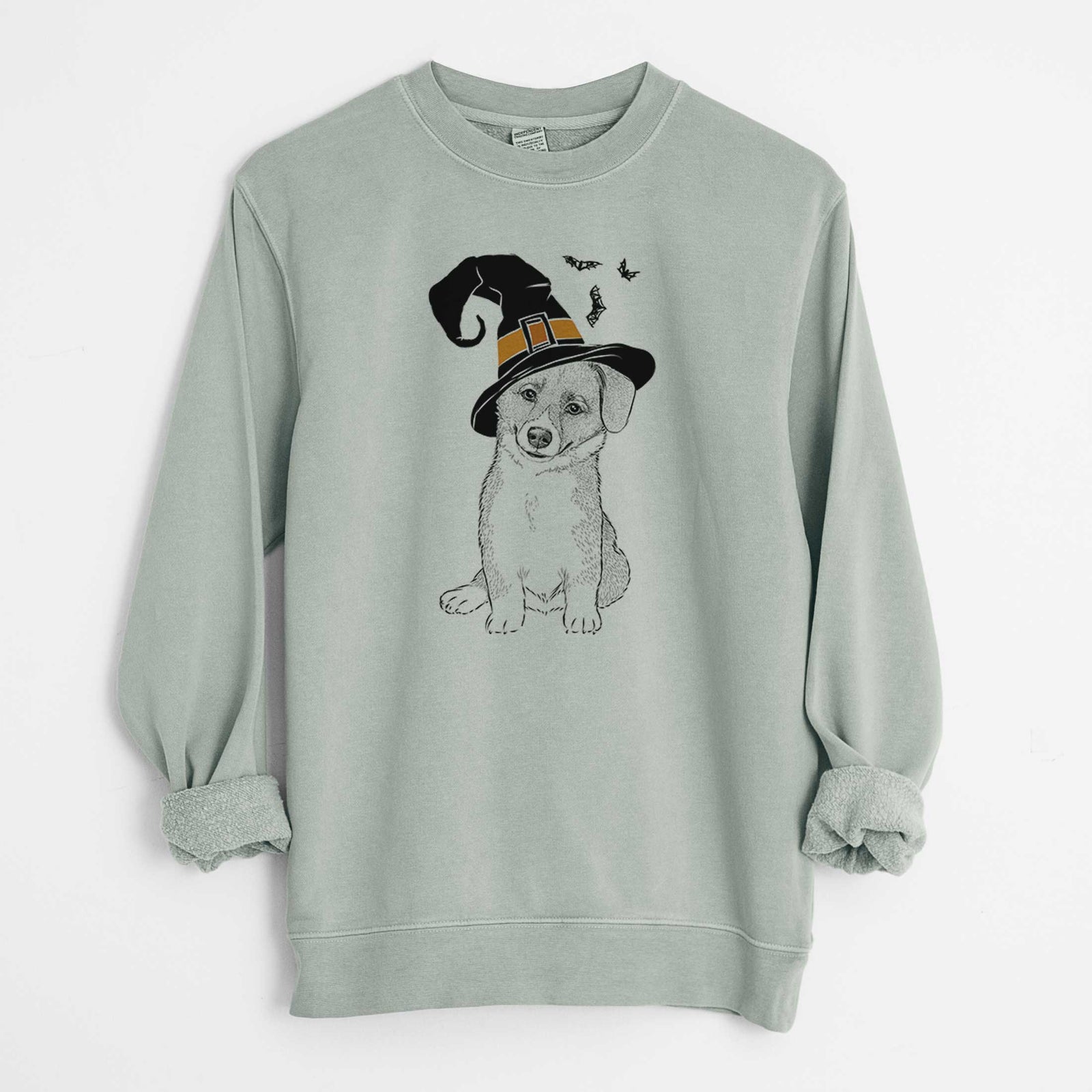Witch Toby the Corgi Puppy - Unisex Pigment Dyed Crew Sweatshirt