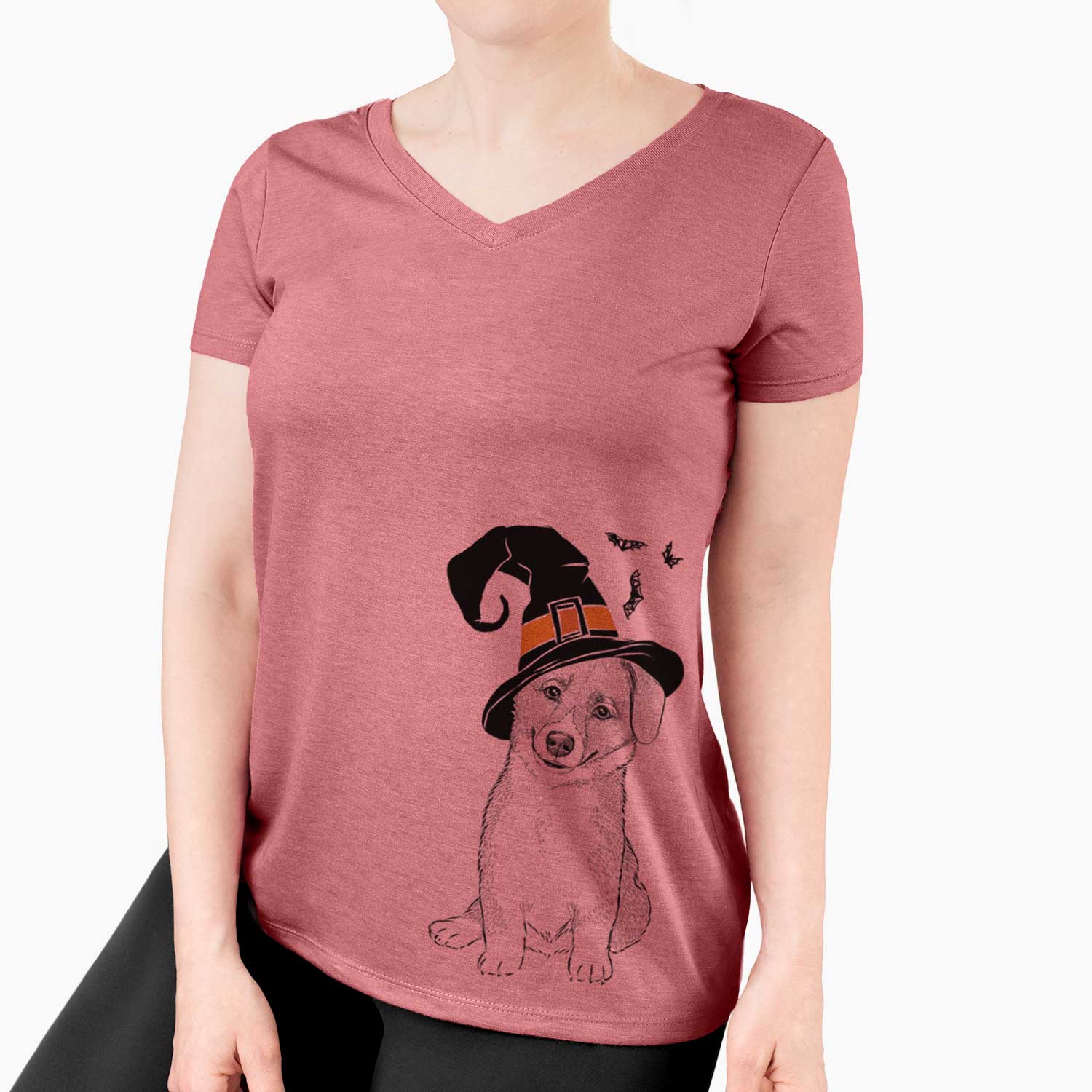 Witch Toby the Corgi Puppy - Women's V-neck Shirt