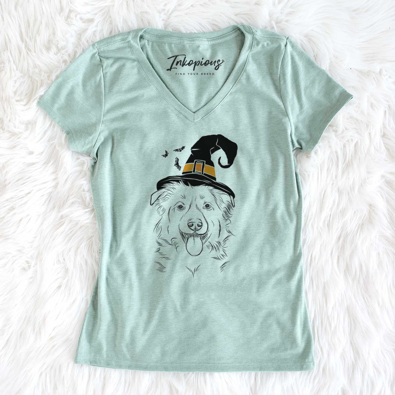 Witch Tucker the Collie Shepherd - Women's V-neck Shirt
