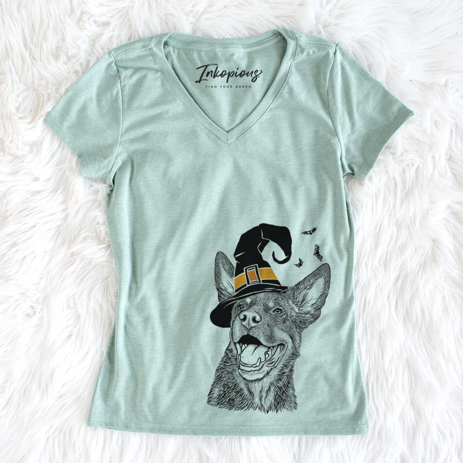 Witch Tucker the Australian Kelpie - Women's V-neck Shirt