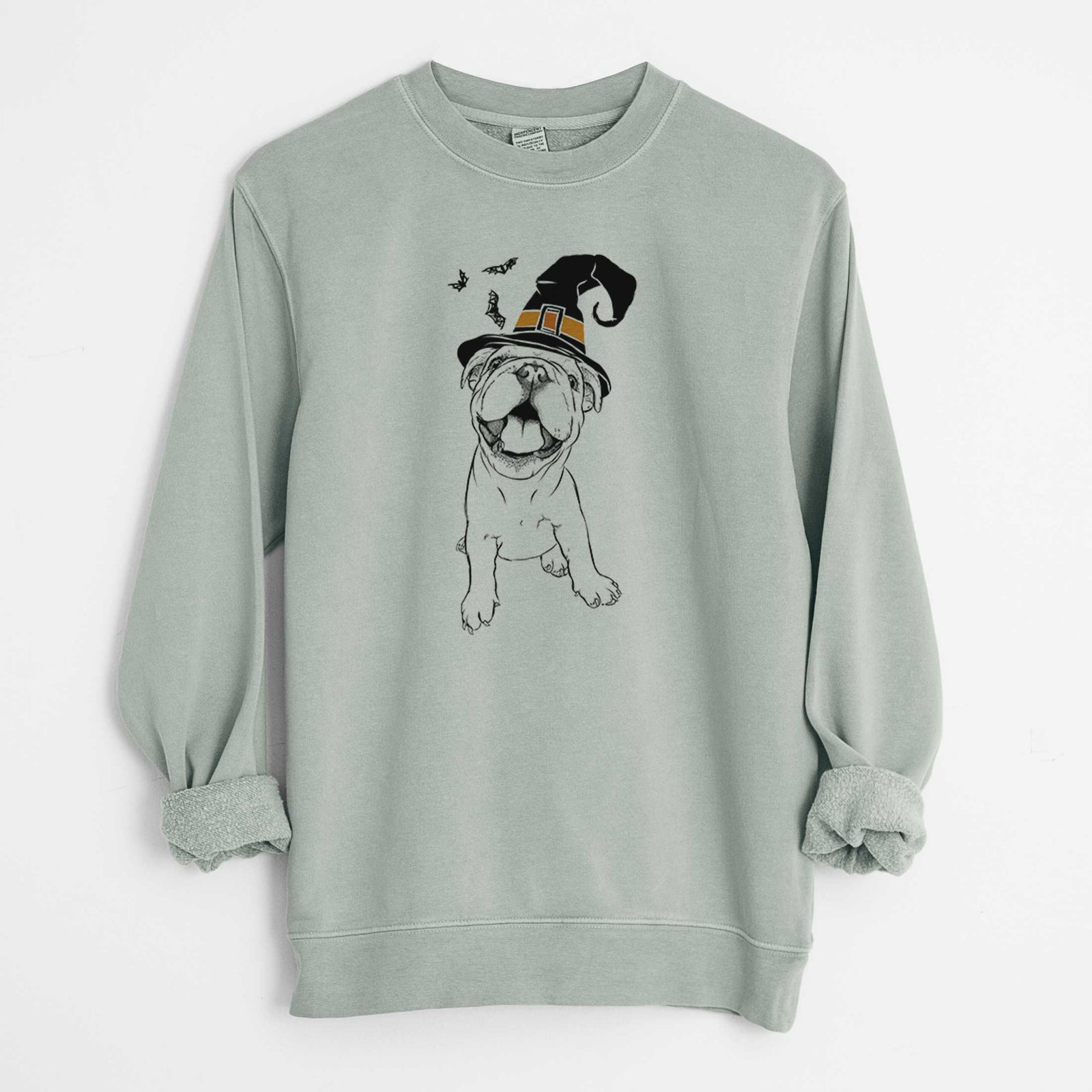 Witch Tyke the English Bulldog - Unisex Pigment Dyed Crew Sweatshirt