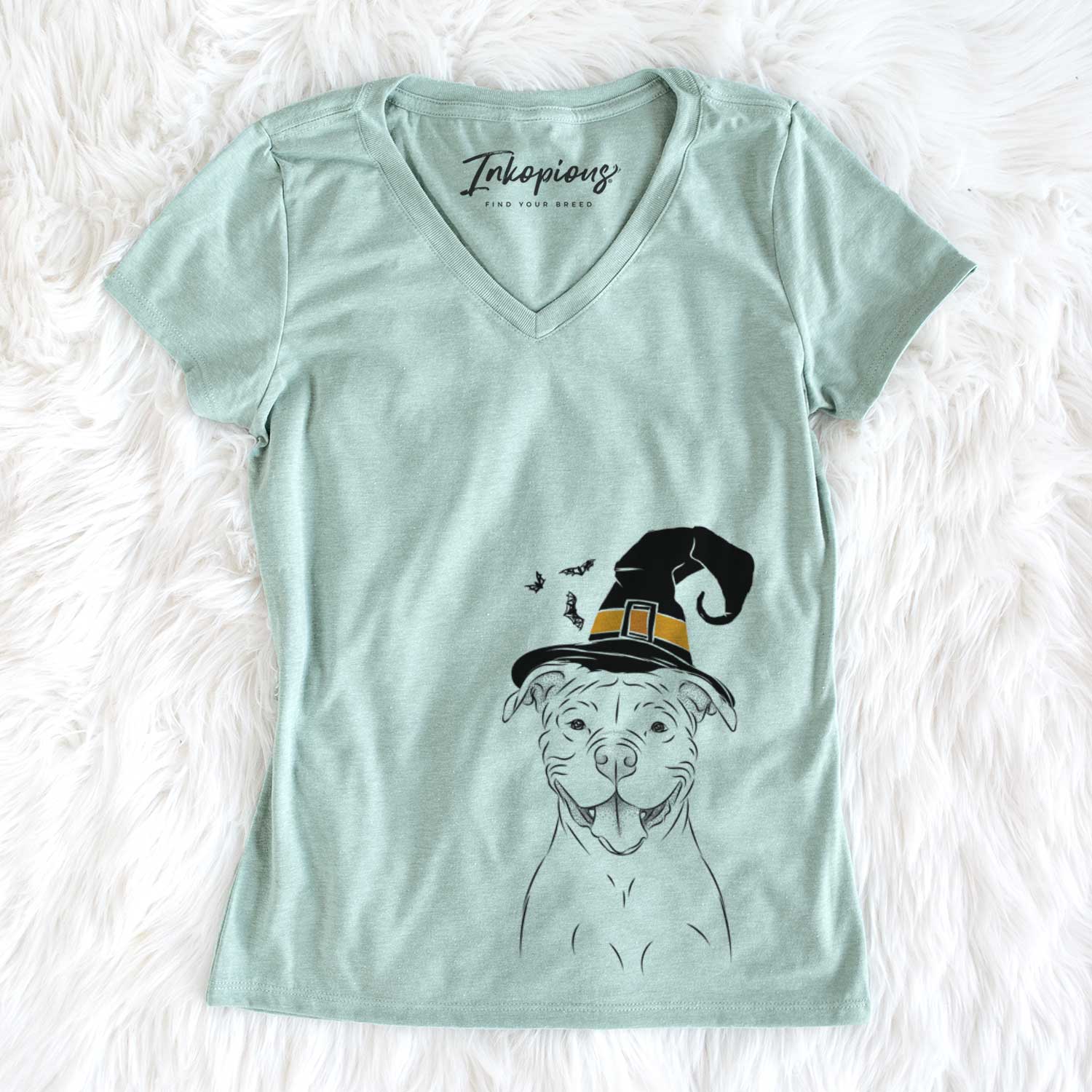 Witch Tyson the American Bulldog - Women's V-neck Shirt