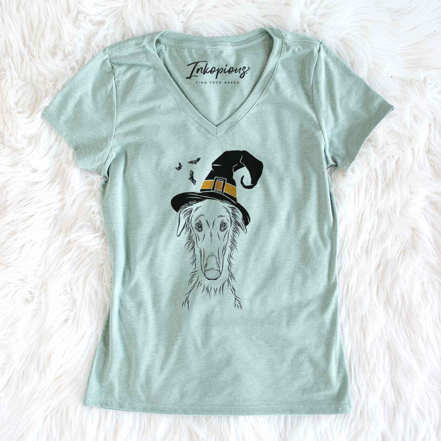 Witch Vaughn the Borzoi - Women's V-neck Shirt
