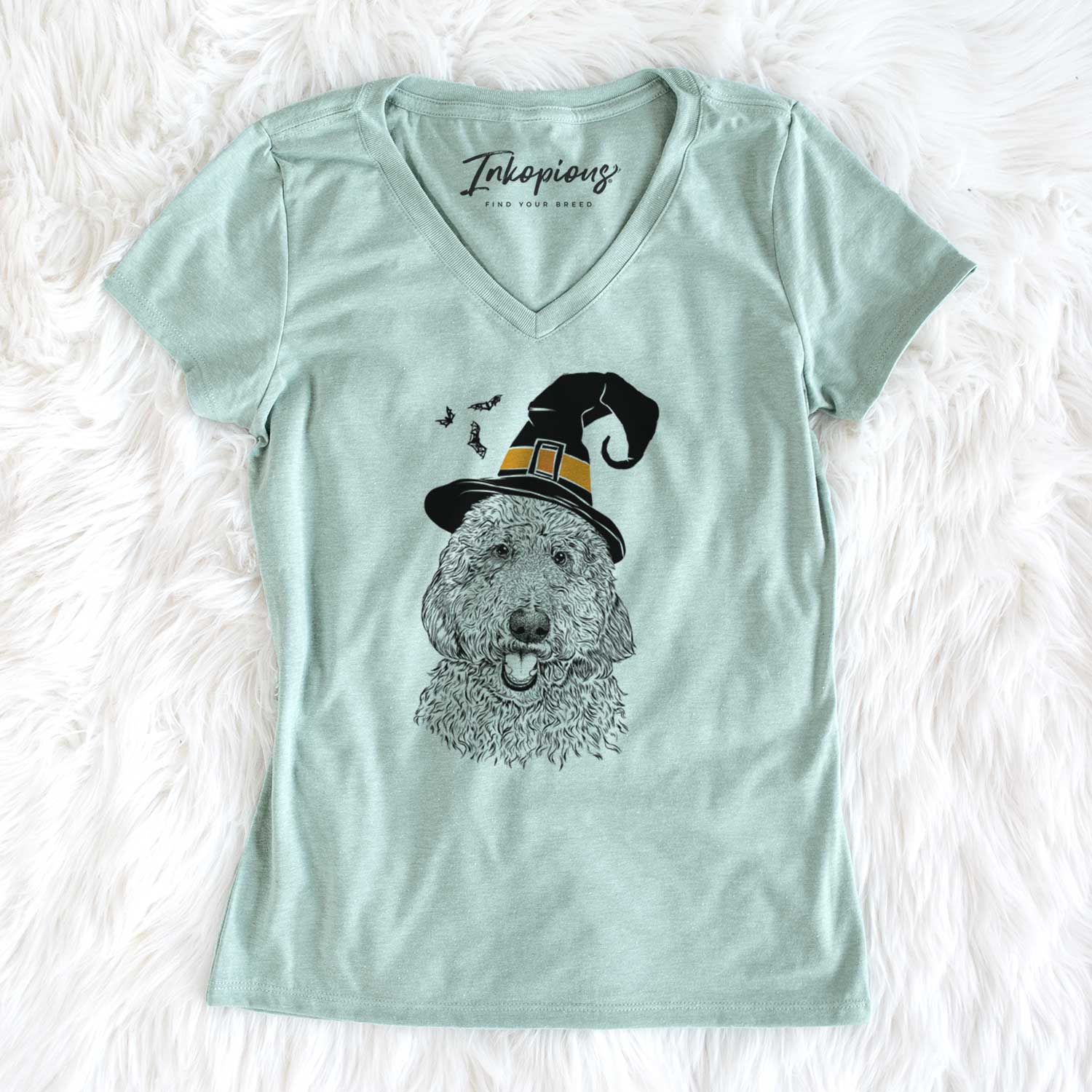 Witch Whisper the Goldendoodle - Women's V-neck Shirt