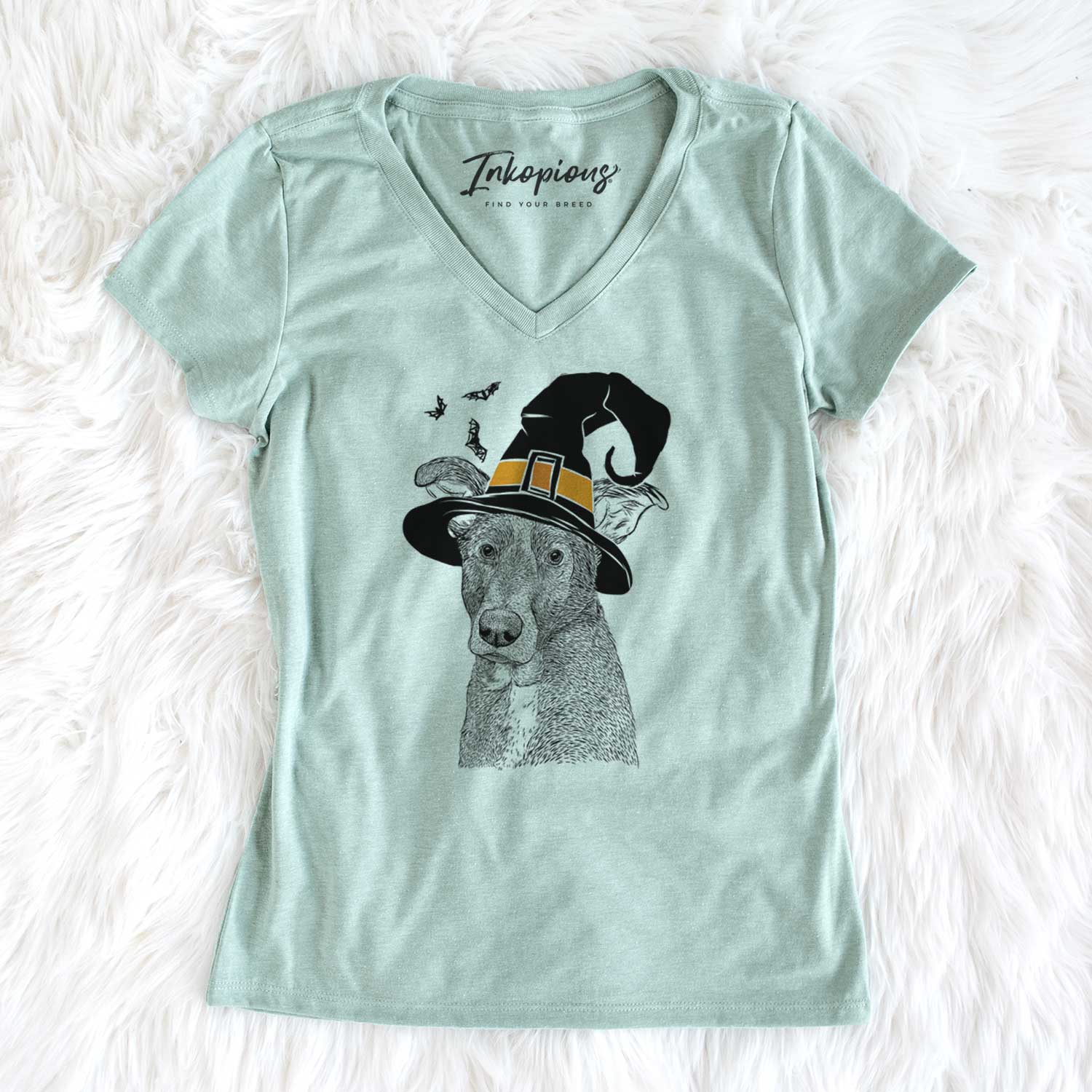 Witch Wilbur the Shepherd Mix - Women's V-neck Shirt