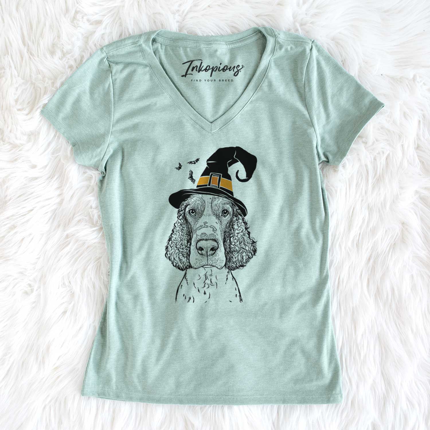 Witch Wilbur the English Springer Spaniel - Women's V-neck Shirt