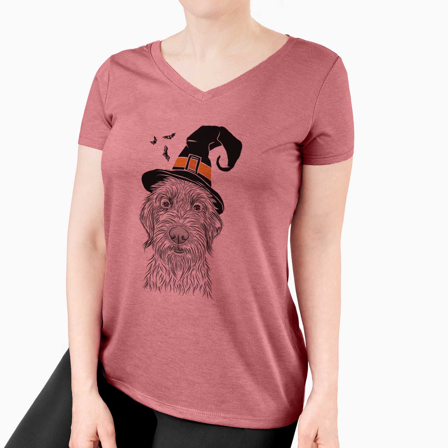 Witch Wilkins the Wirehaired Pointing Griffon - Women's V-neck Shirt