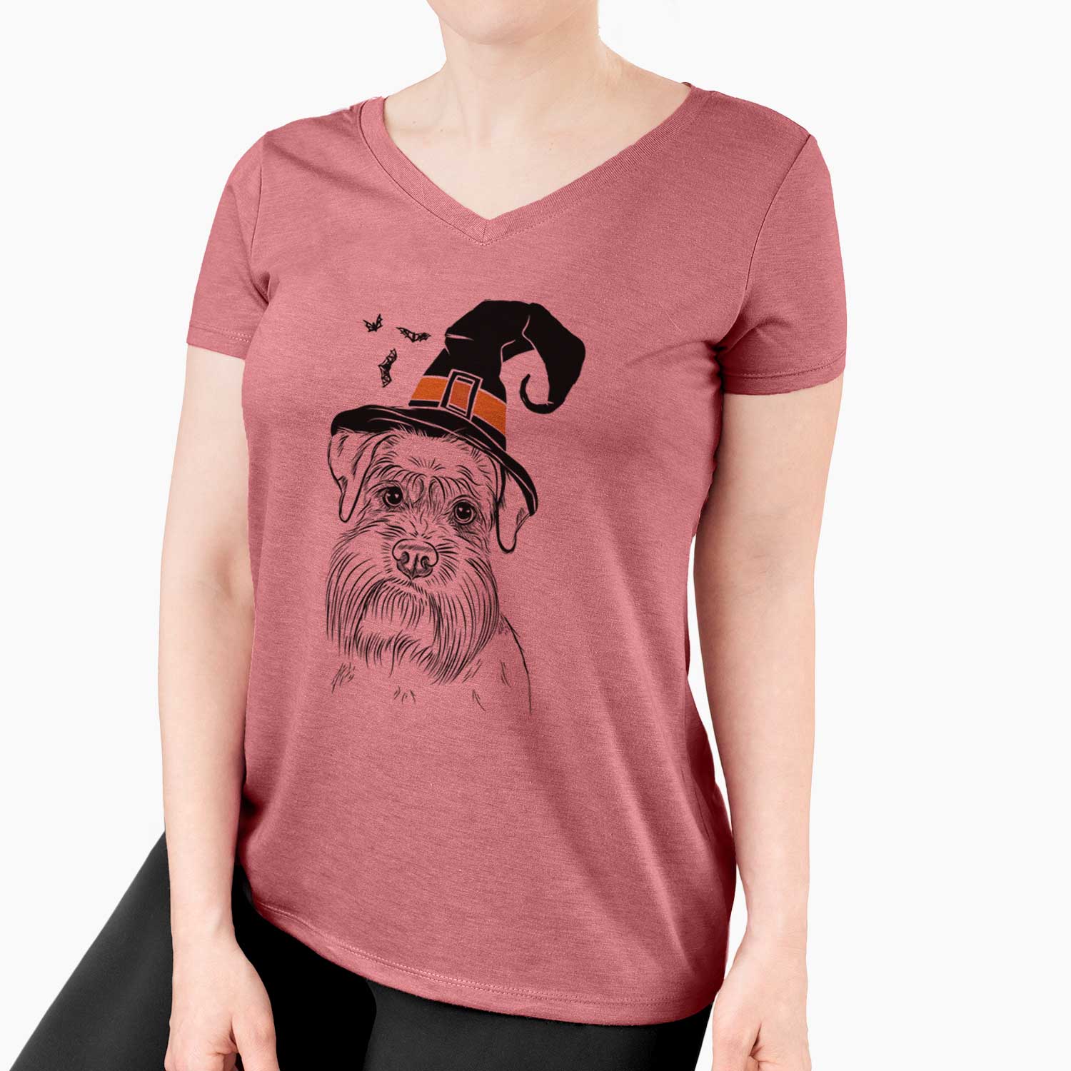 Witch Wrigley the Schnauzer - Women's V-neck Shirt