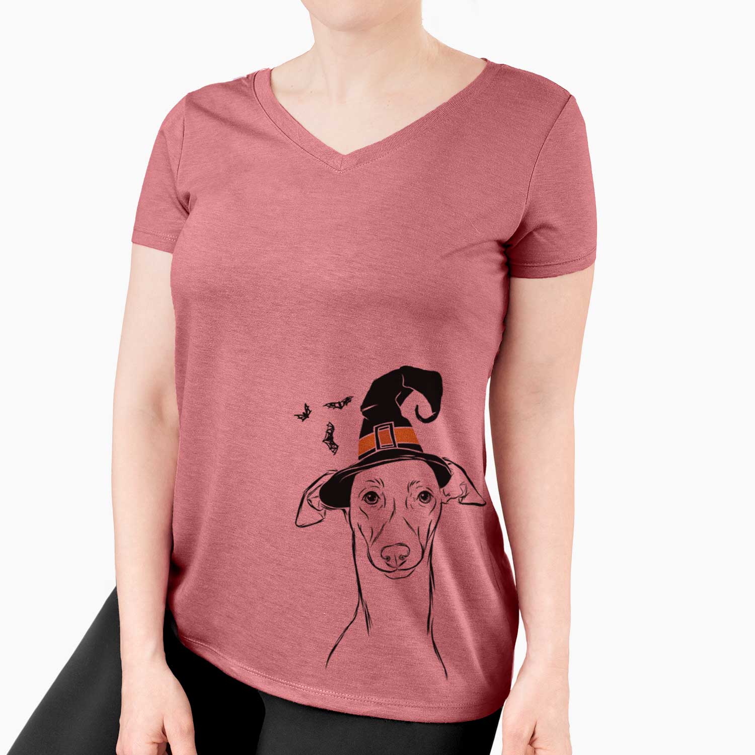 Witch Ziggie the Italian Greyhound - Women's V-neck Shirt