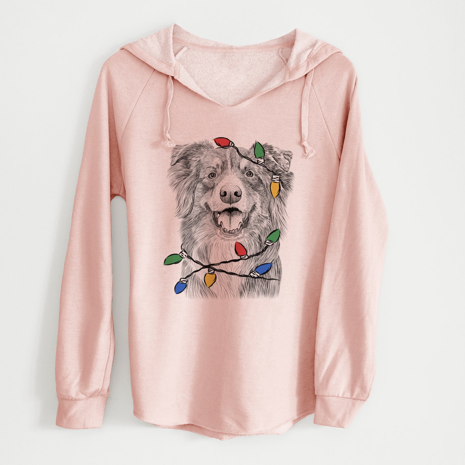 Christmas Lights Aussie Parker the Australian Shepherd - Cali Wave Hooded Sweatshirt