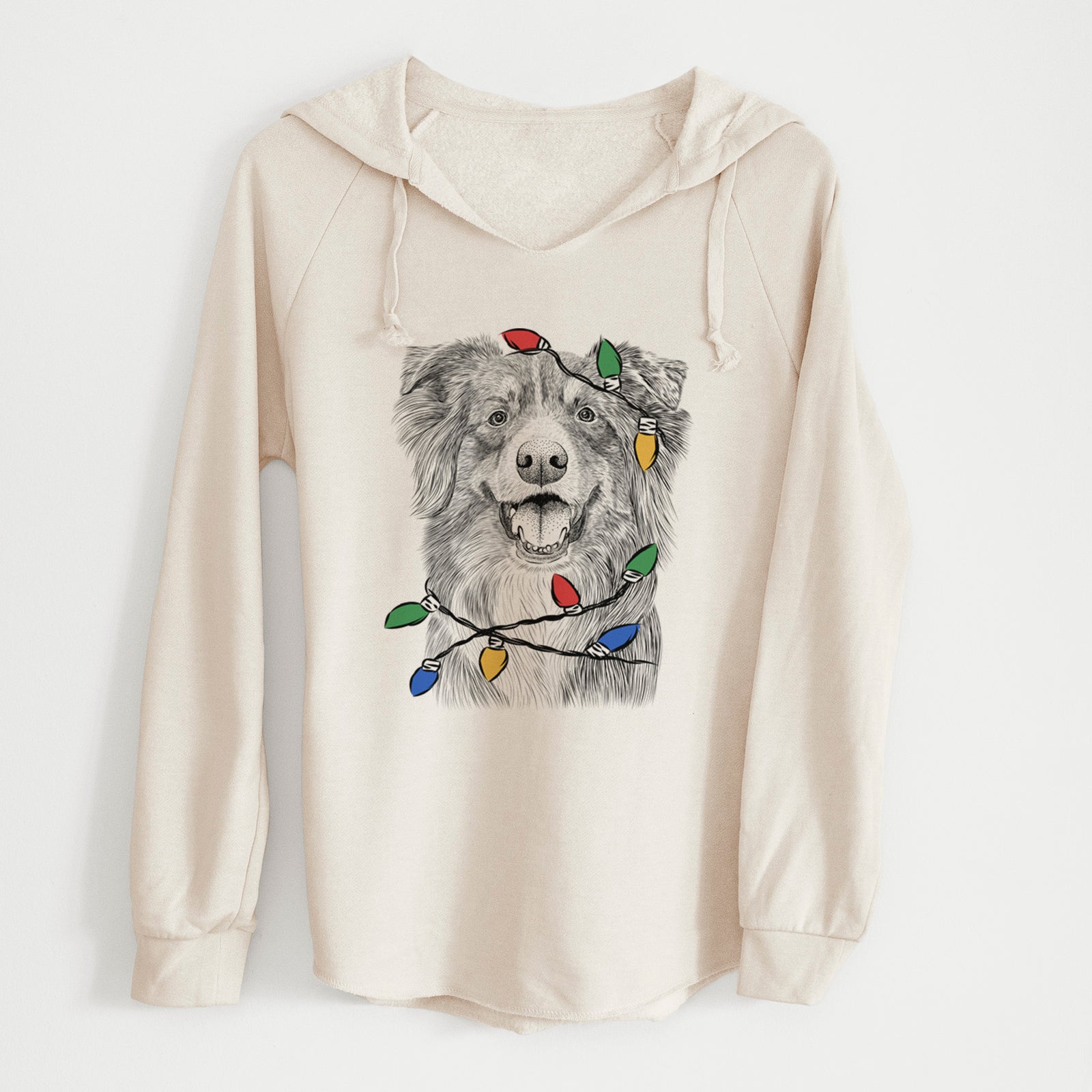 Christmas Lights Aussie Parker the Australian Shepherd - Cali Wave Hooded Sweatshirt