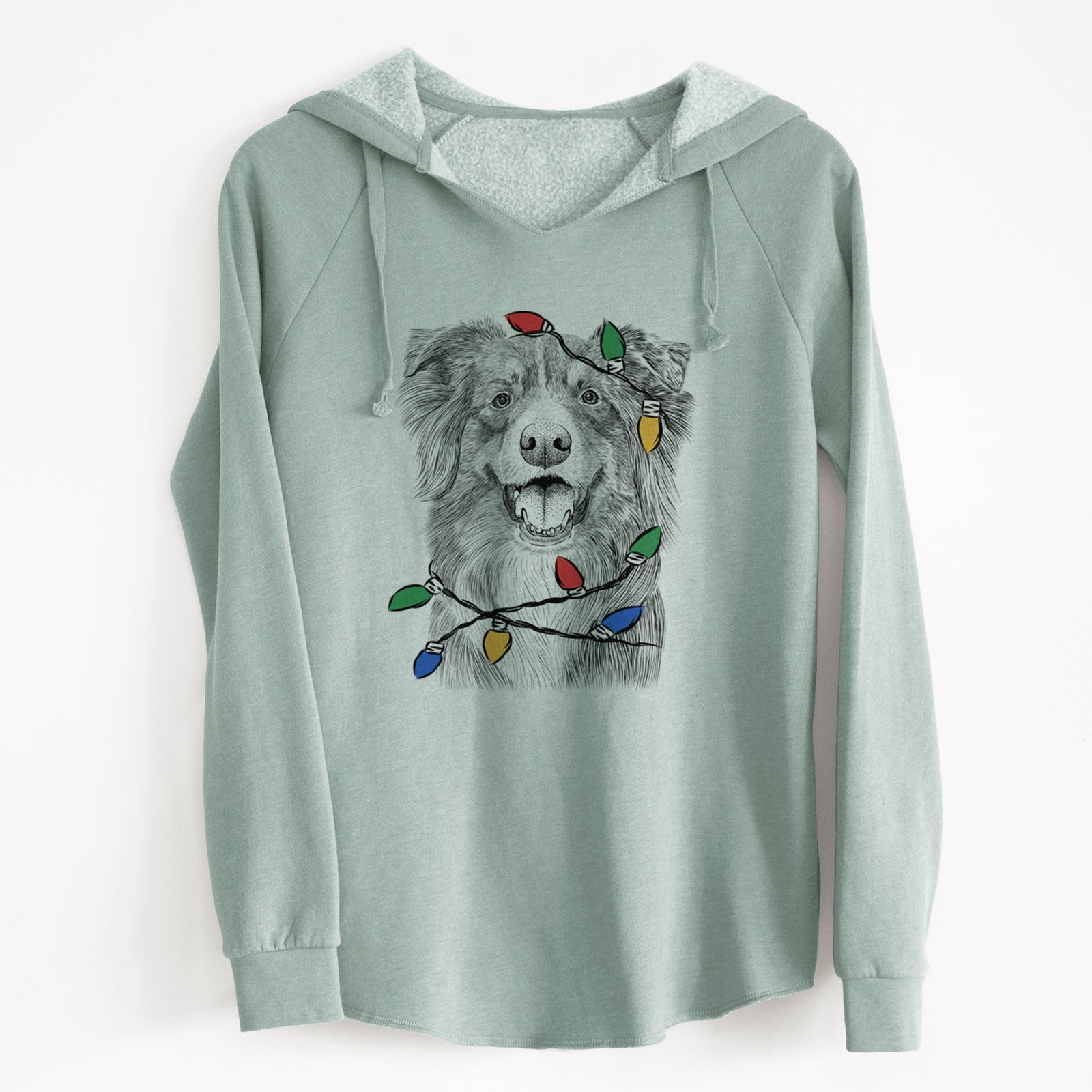 Christmas Lights Aussie Parker the Australian Shepherd - Cali Wave Hooded Sweatshirt