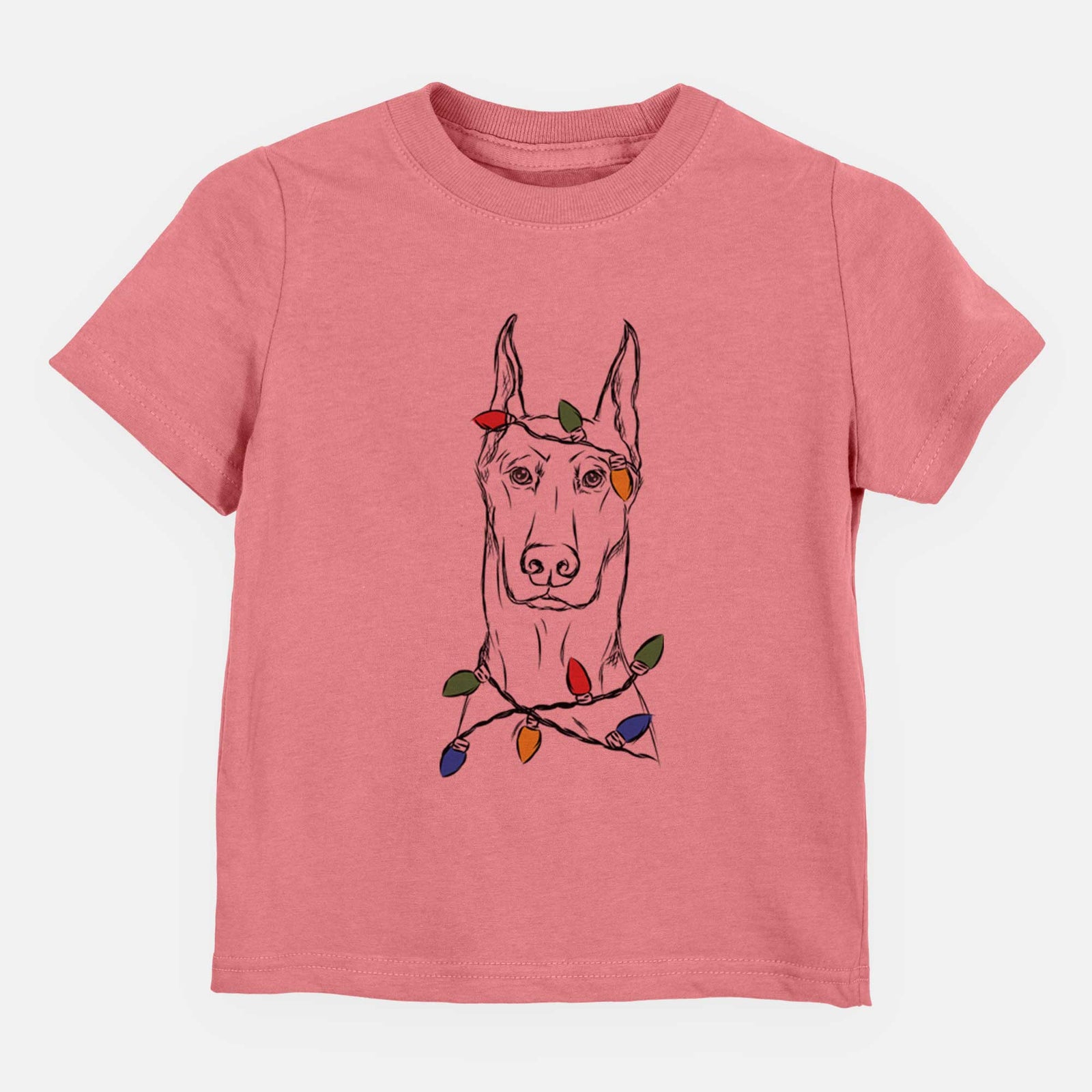 Christmas Lights Ace the Doberman Pinscher - Kids/Youth/Toddler Shirt