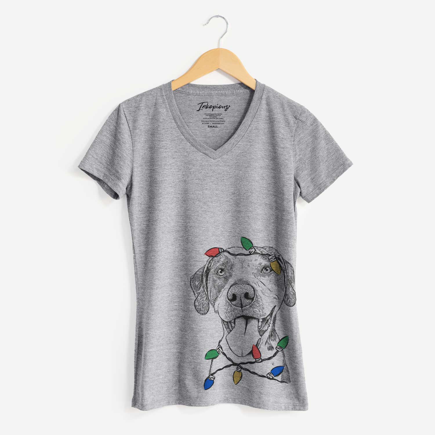 Christmas Lights Ace Boogie the Mixed Breed - Women's V-neck Shirt