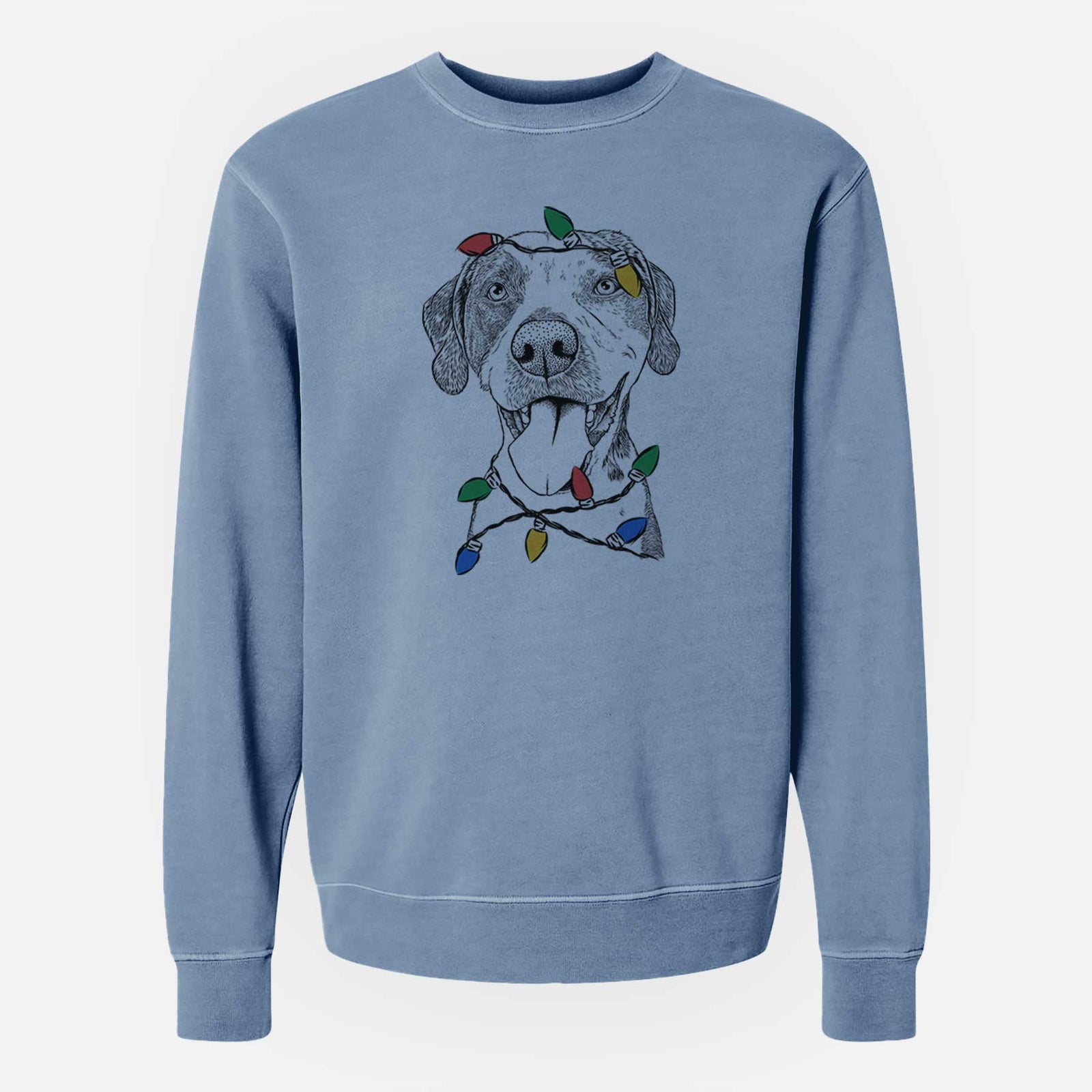 Christmas Lights Ace Boogie the Mixed Breed - Unisex Pigment Dyed Crew Sweatshirt