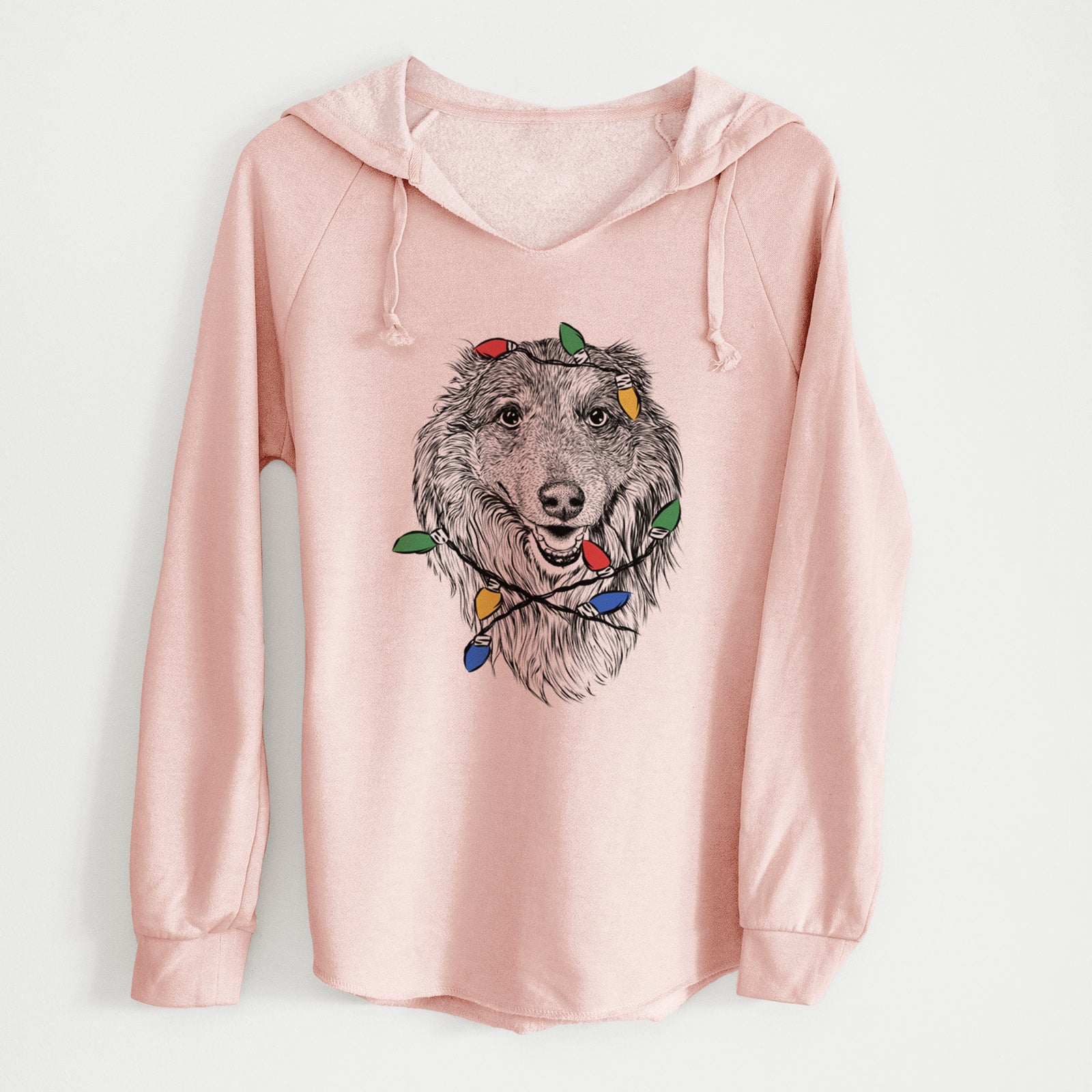 Christmas Lights Addie the Collie Mix - Cali Wave Hooded Sweatshirt