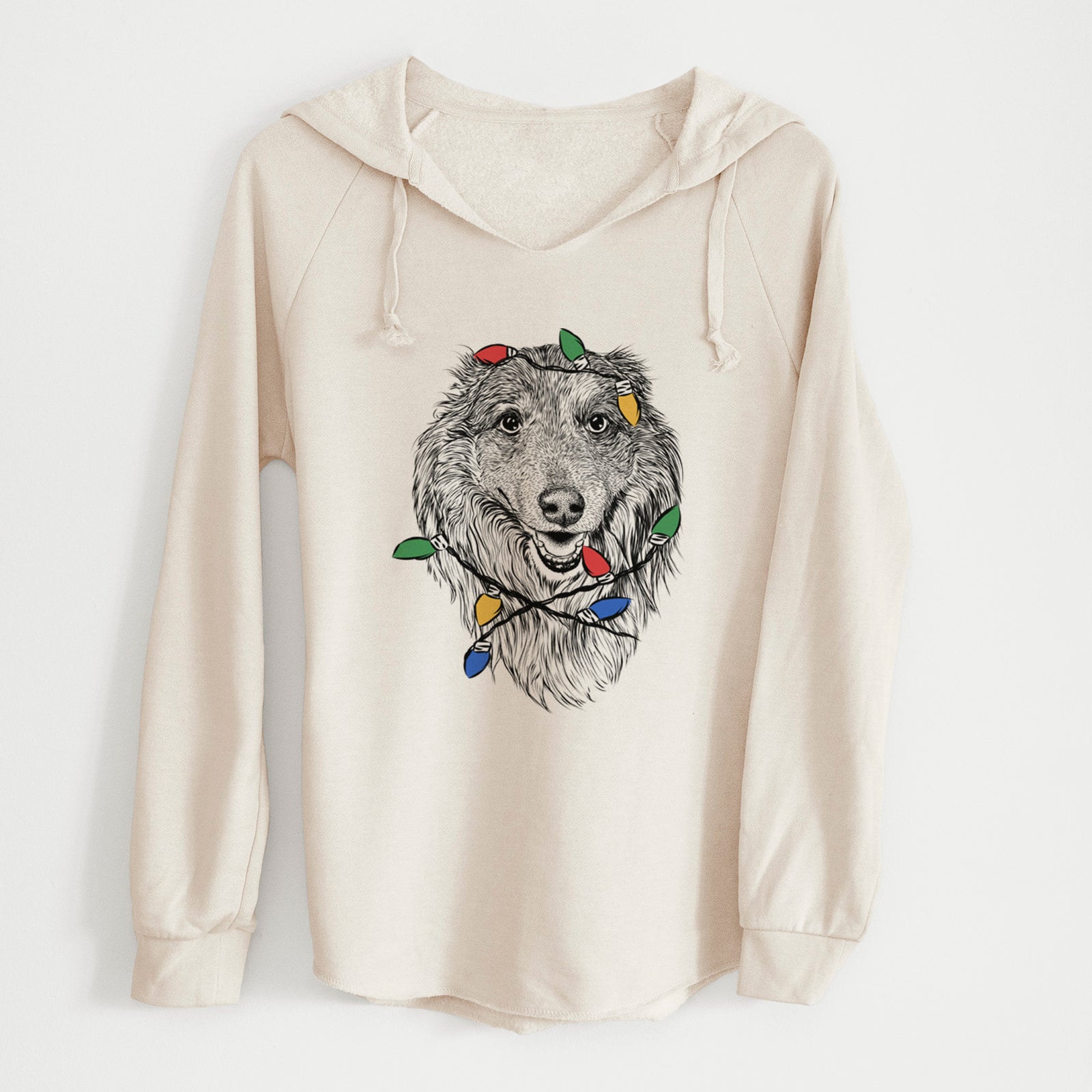 Christmas Lights Addie the Collie Mix - Cali Wave Hooded Sweatshirt