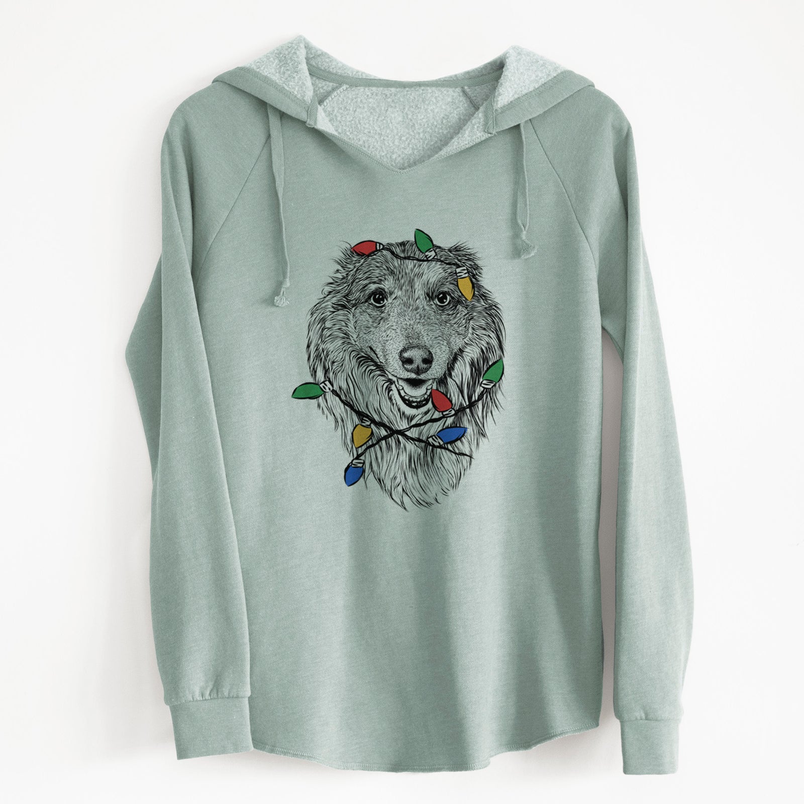 Christmas Lights Addie the Collie Mix - Cali Wave Hooded Sweatshirt