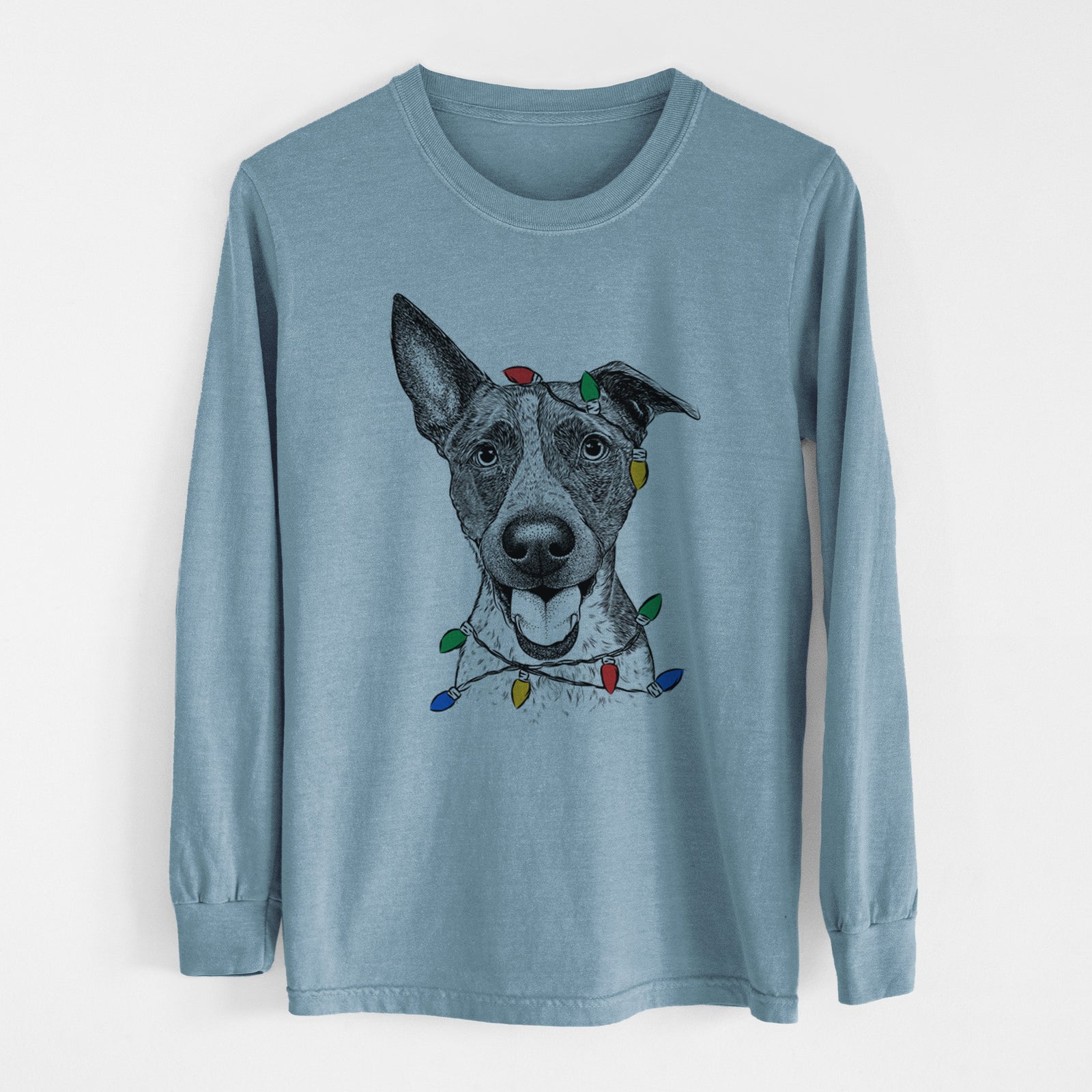 Christmas Lights Amigo the Heeler Mix - Heavyweight 100% Cotton Long Sleeve