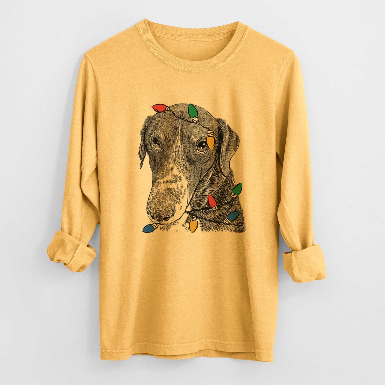 Christmas Lights Angel Orion the Mixed Breed - Heavyweight 100% Cotton Long Sleeve