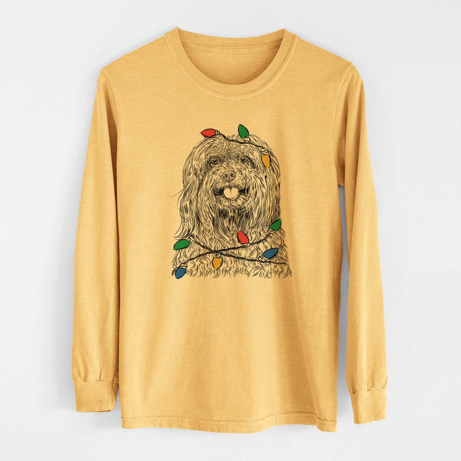 Christmas Lights Annie the Mixed Breed - Heavyweight 100% Cotton Long Sleeve